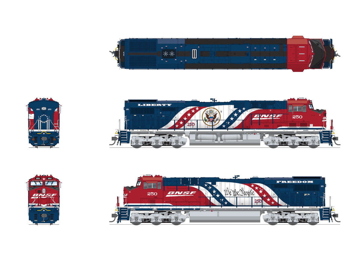10816 GE ES44AC, BNSF #250, America250 Series, Paragon4 Sound/DC/DCC, w/ Smoke, HO