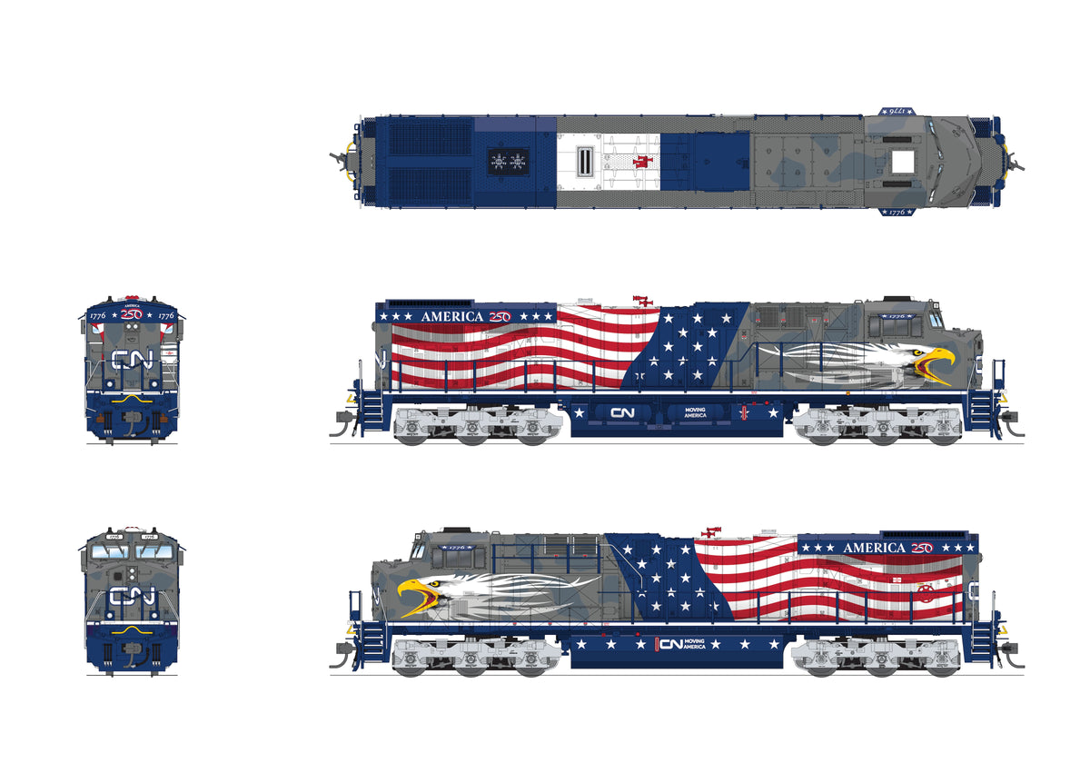 10823 GE ES44AC, CN #1776, "Screaming Eagle" America250 Series, No-Sound / DCC-Ready, HO
