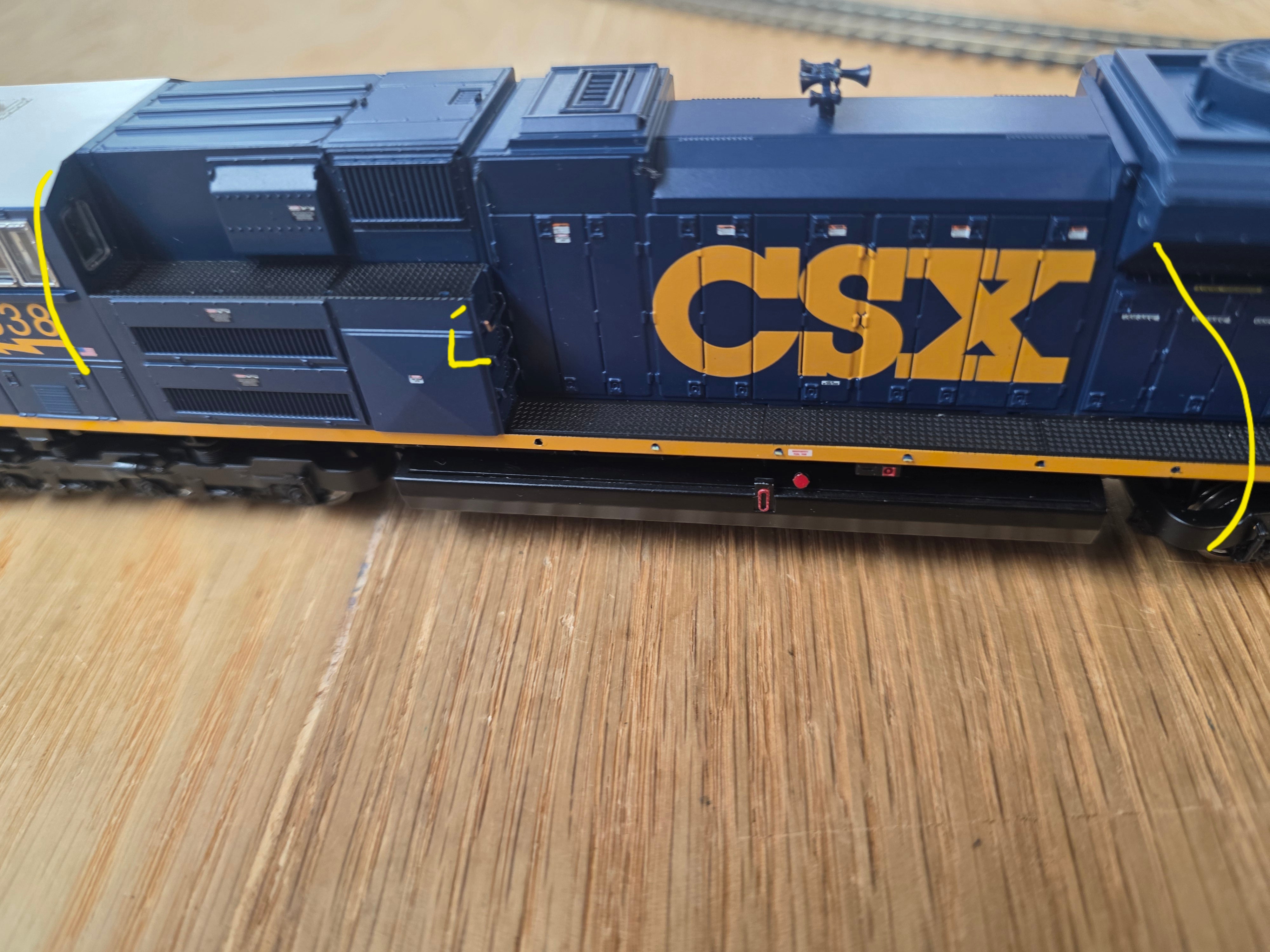***(BLEMISHED, MISSING HANDRAILS, CHIPPED PAINT, SEE PHOTOS, SOLD AS IS)*** REFURBISHED BR8706 EMD SD70ACe, CSX 4838, YN3 Paint, No-Sound / DCC-Ready, HO