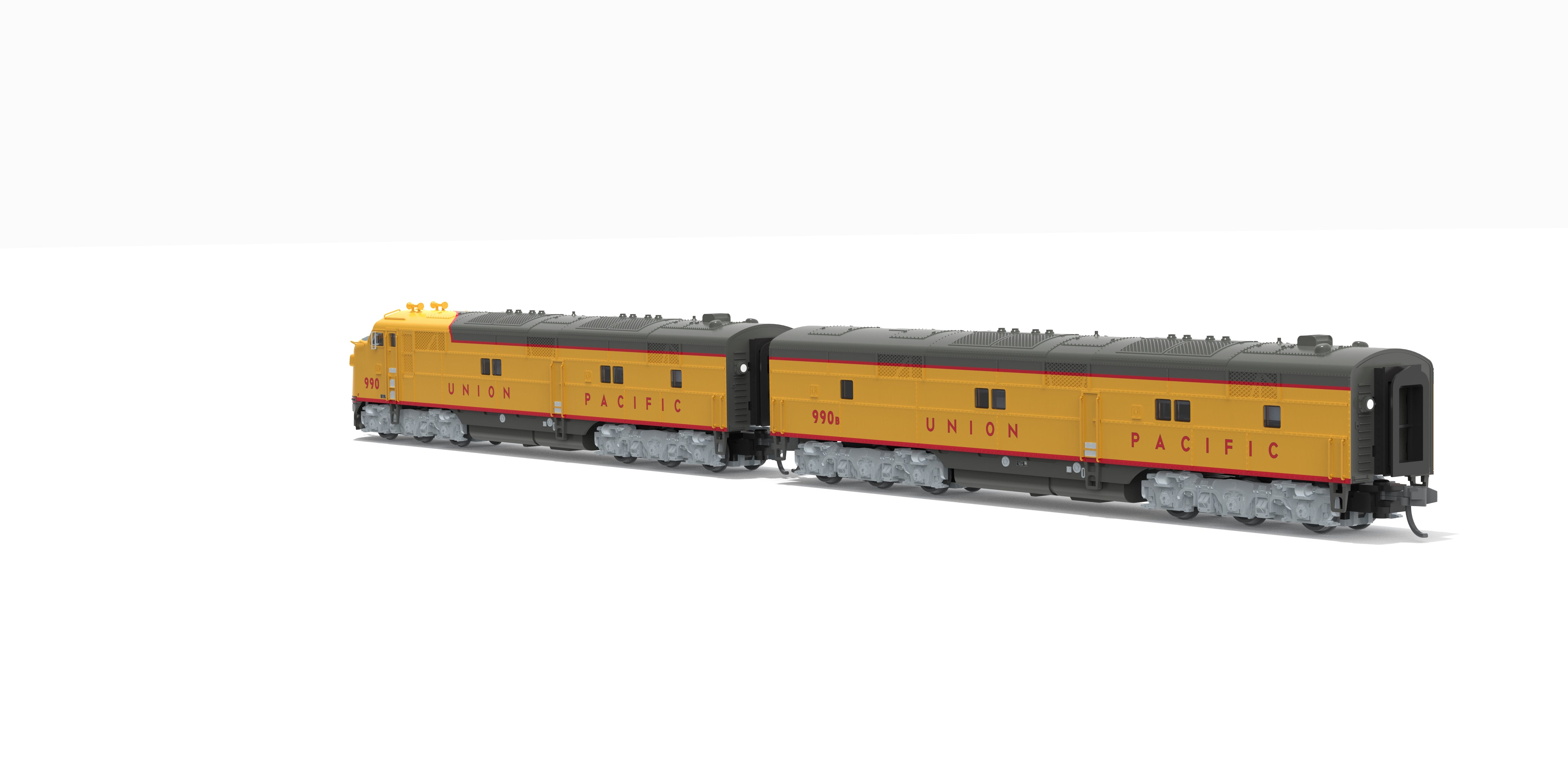 10239 EMD E7 A/B Set, UP 990 / 990B, Yellow & Gray, 1960's Appearance, A-unit No-Sound / DCC-Ready, Unpowered B, N
