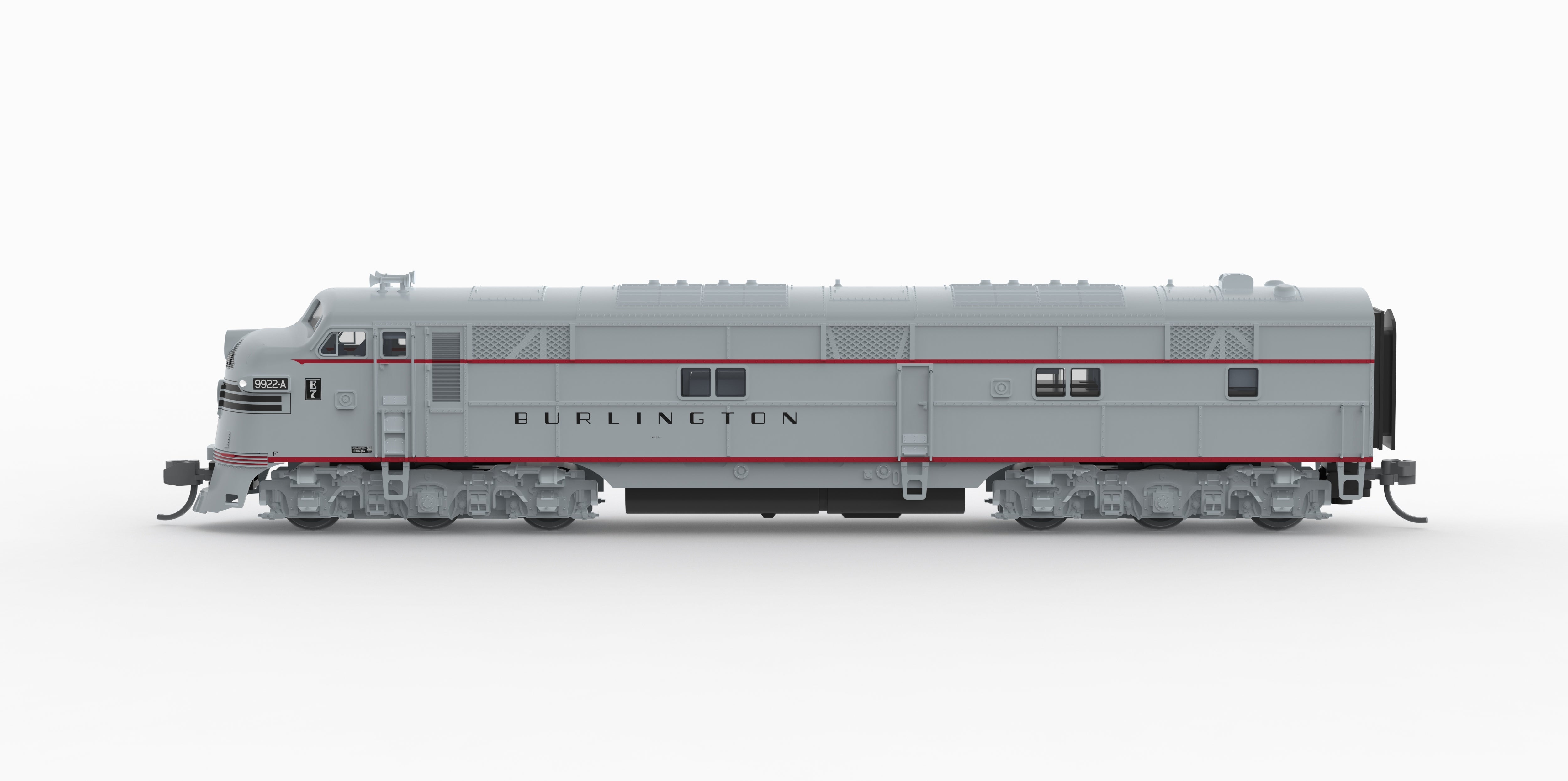 10257 EMD E7A, CB&Q 9922B, Stainless w/ Black Stripes, No-Sound / DCC-Ready, N (Pioneer Trains Exclusive)