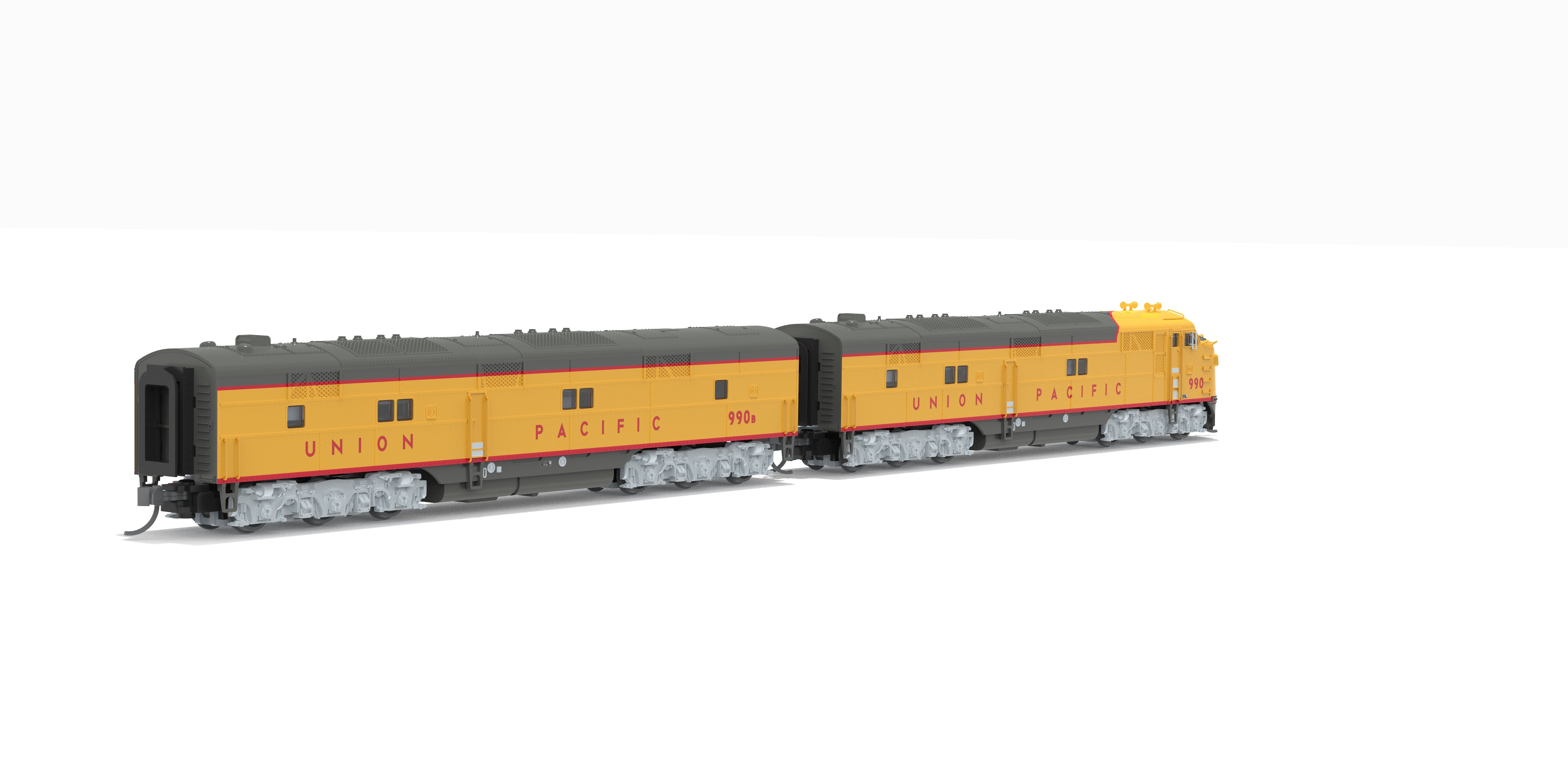 10239 EMD E7 A/B Set, UP 990 / 990B, Yellow & Gray, 1960's Appearance, A-unit No-Sound / DCC-Ready, Unpowered B, N