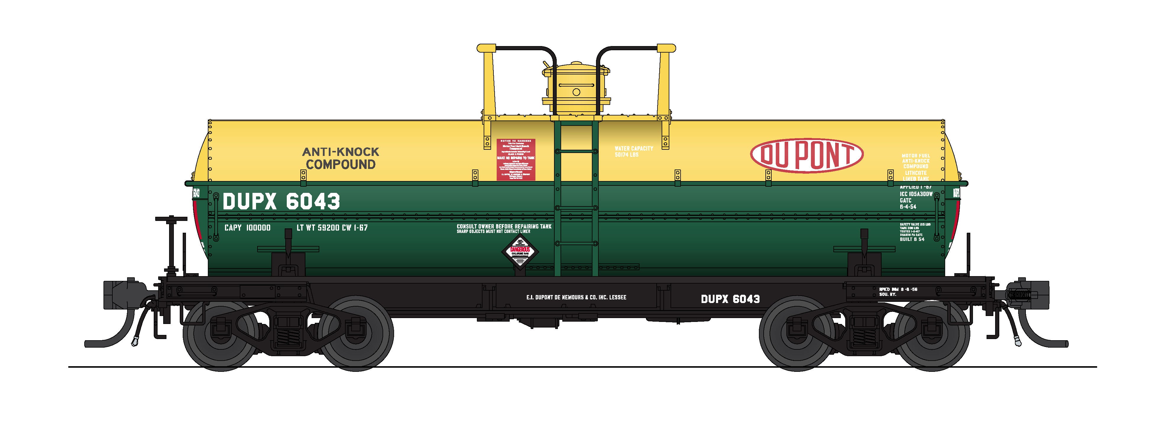 10353 6000 Gallon Tank, Dupont, Green & Yellow, 2-pack, HO (DUPX 6033, DUPX 6034)