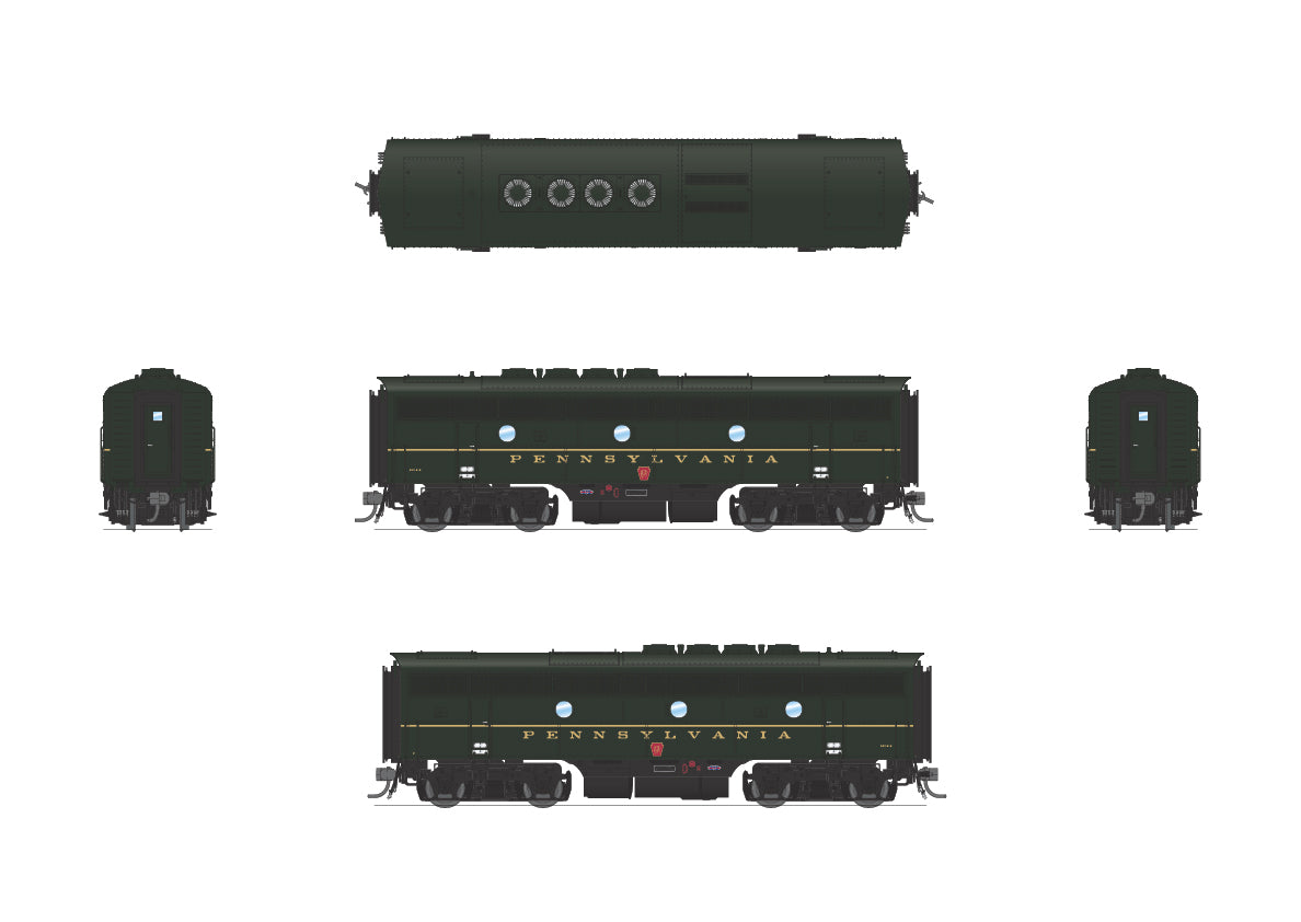 6656 EMD F3 A/B Set, PRR 9512A/9512B, DGLE Single Stripe, Antenna, A-unit Paragon4 Sound/DC/DCC, Unpowered B, HO