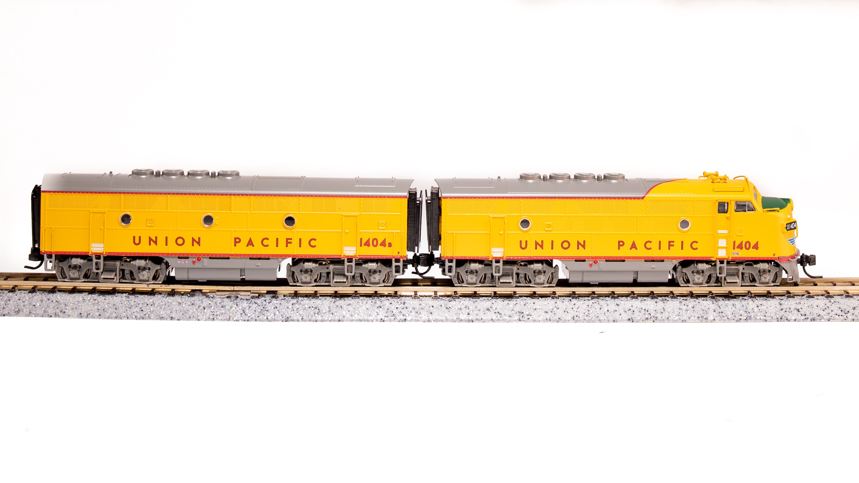 6836 EMD F3 A/B, UP 1404/1404B, Yellow & Gray As-Delivered, A-unit Paragon4  Sound/DC/DCC, Unpowered B-unit, N