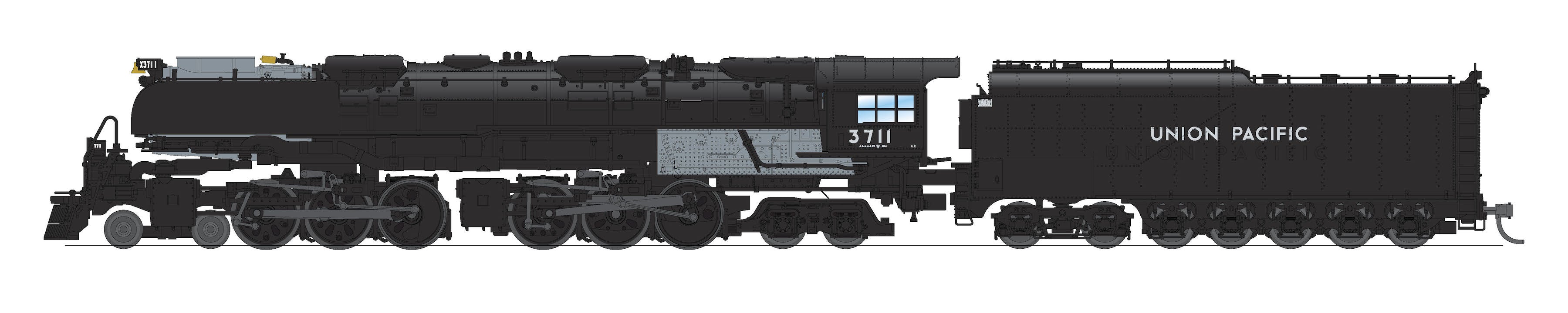 6982 UP Challenger 4-6-6-4, #3711, Black & Graphite, Oil Tender, w/ wind wings, Paragon4 Sound/DC/DCC, Smoke, N