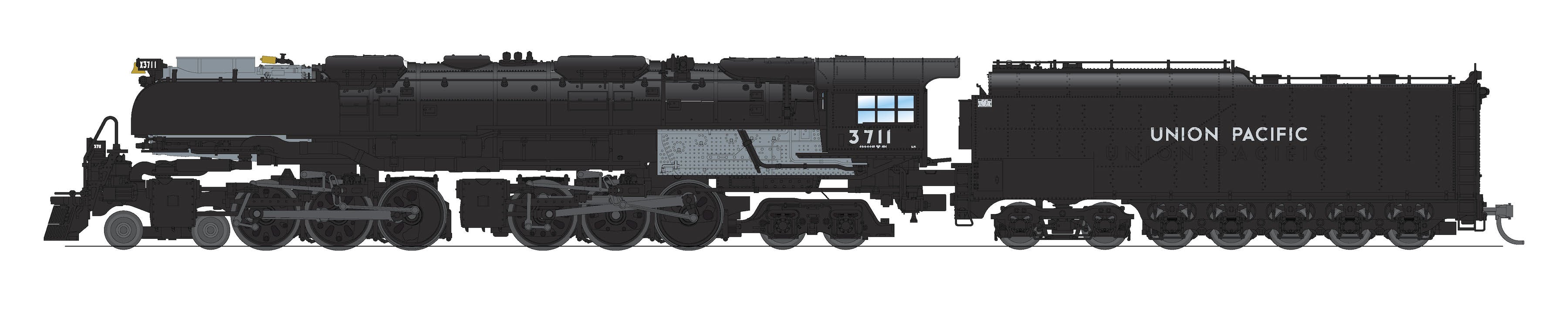 REFURBISHED R8652 UP Challenger 4-6-6-4, #3711, Black & Graphite, Oil Tender, w/ wind wings, No-Sound / DCC-Ready, N