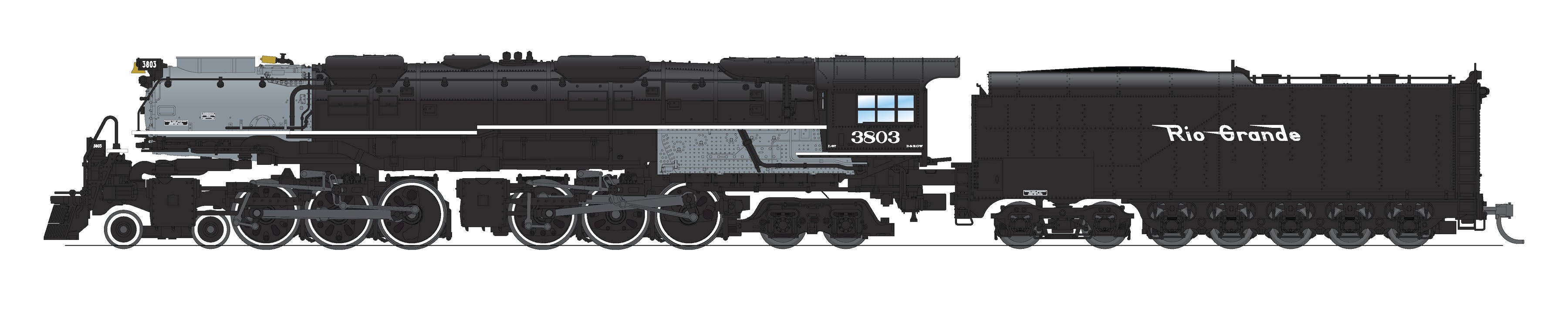 6988 D&RGW Challenger 4-6-6-4, #3805, Black & Graphite, Coal Tender, Paragon4 Sound/DC/DCC, Smoke, N