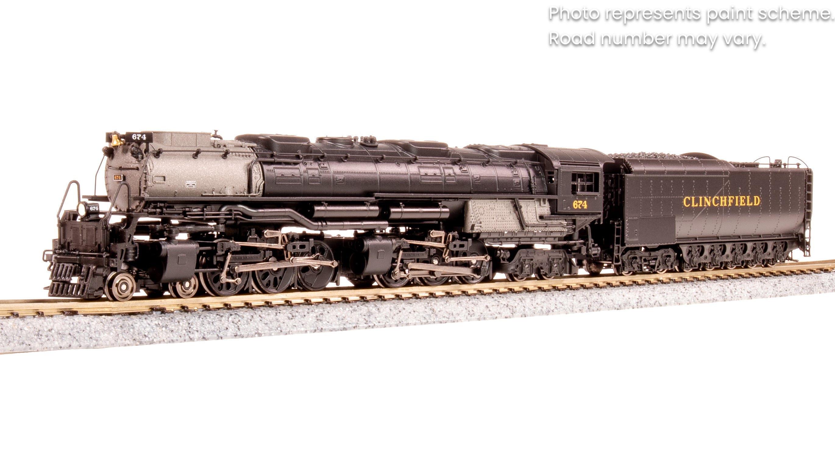 6990 Clinchfield Challenger 4-6-6-4, #674, Black & Graphite, Coal Tend