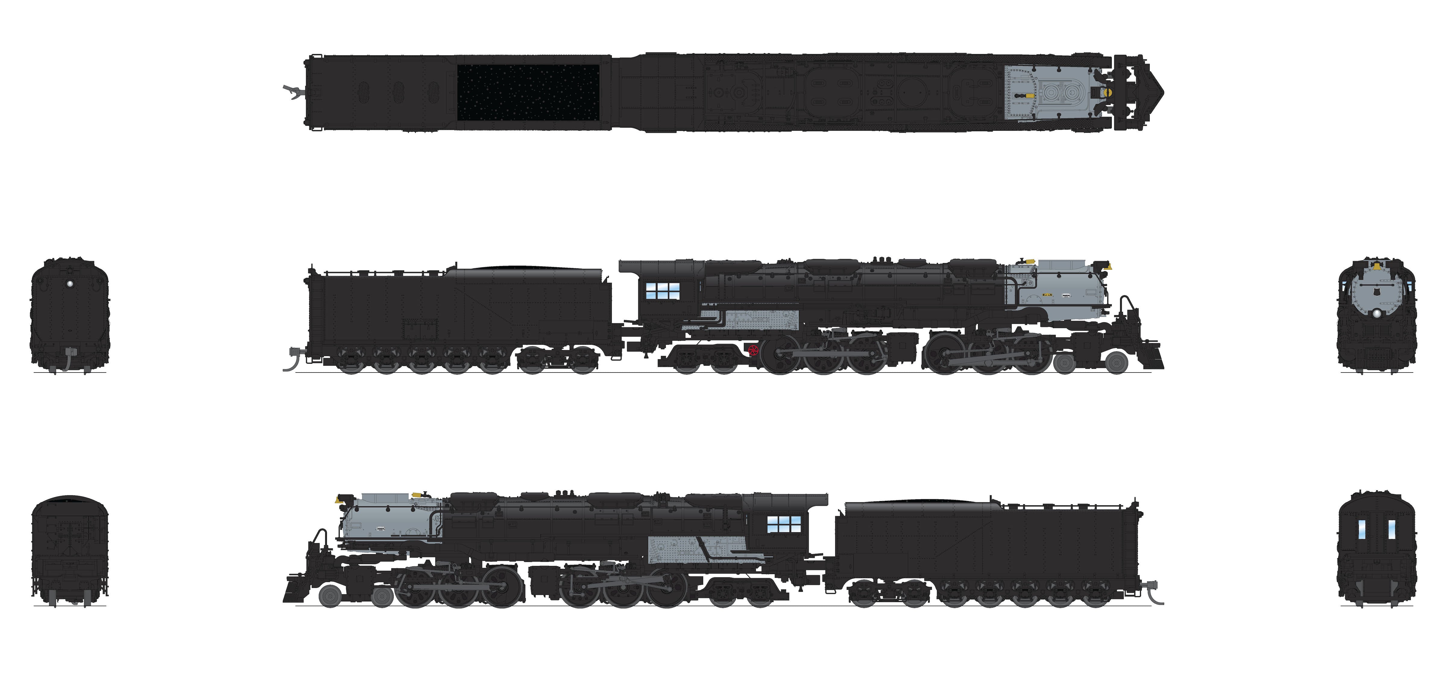 6991 UP Challenger 4-6-6-4, Unlettered, Black & Graphite, Coal Tender, Paragon4 Sound/DC/DCC, Smoke, N