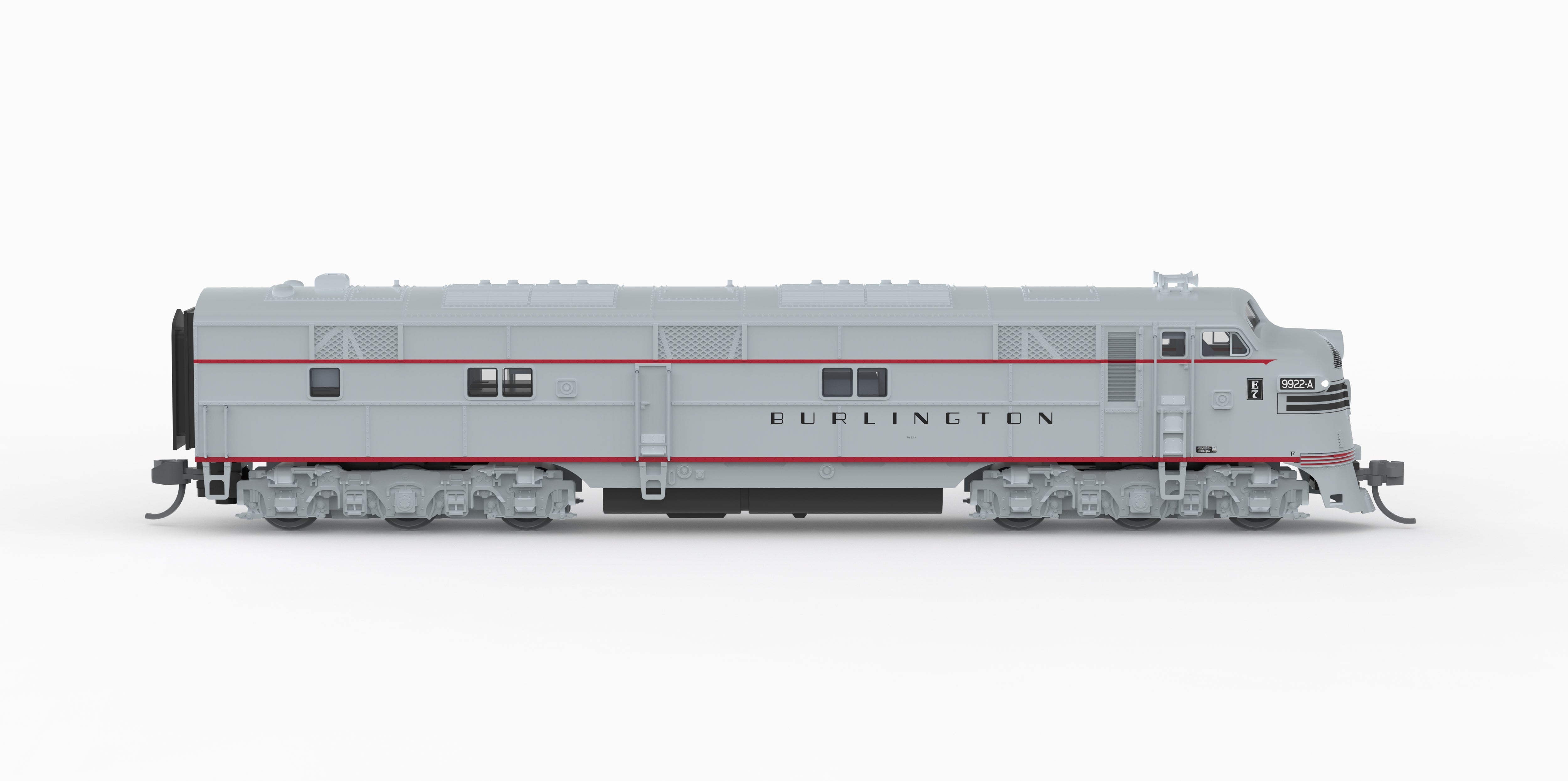 10256 EMD E7A, CB&Q 9922A, Stainless w/ Black Stripes, No-Sound / DCC-Ready, N (Pioneer Trains Exclusive)