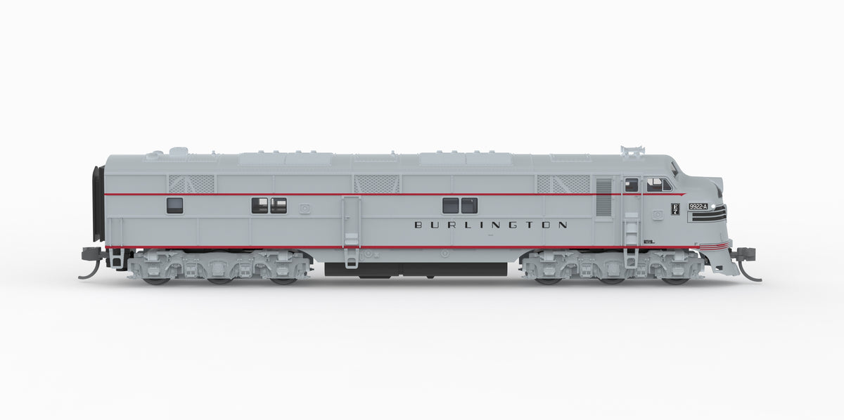 10255 EMD E7A, CB&Q 9922B, Stainless w/ Black Stripes, Paragon4 Sound/