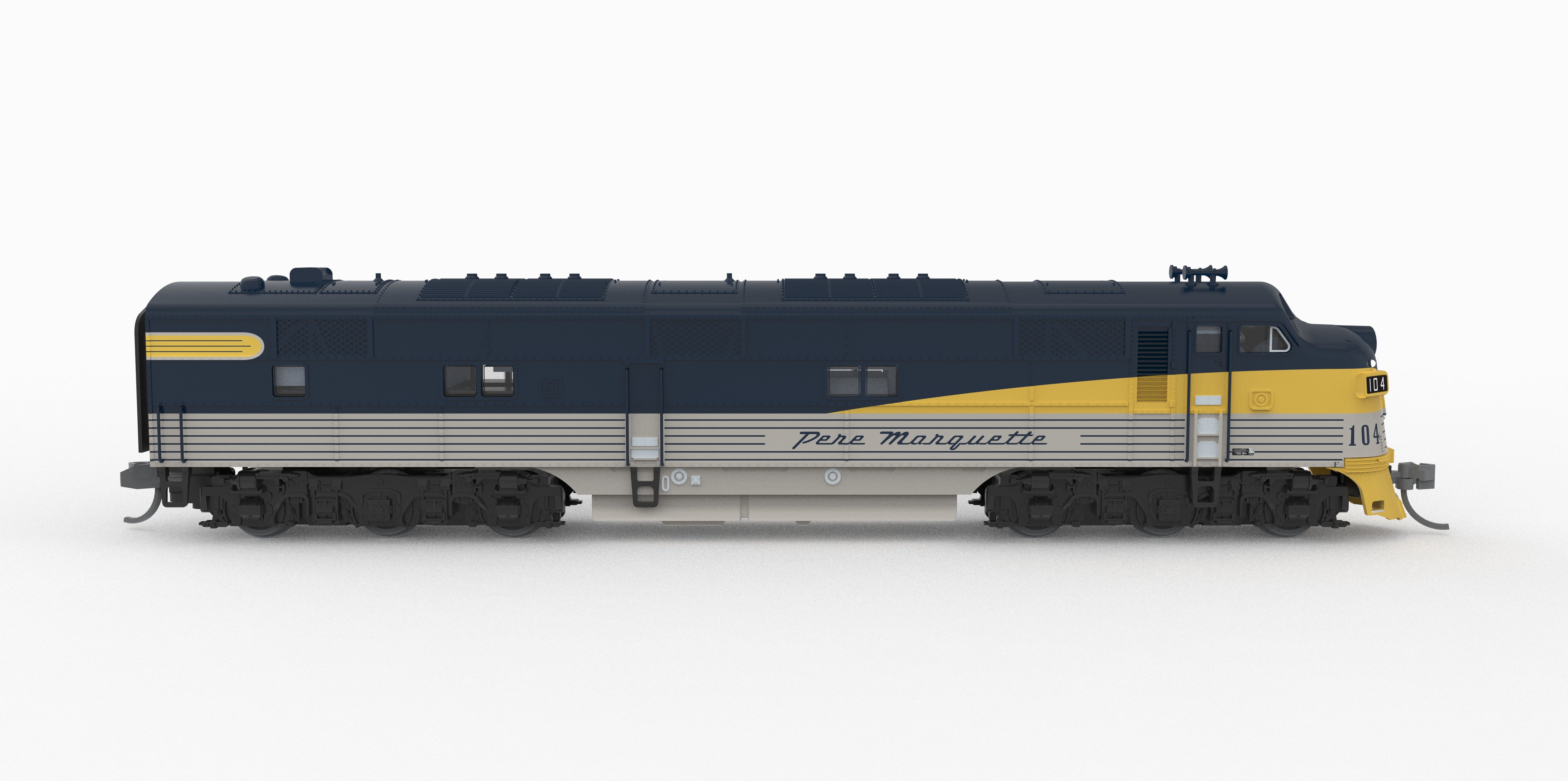 10227 EMD E7A, Pere Marquette #106, Tri-Color Streamliner Scheme, No-Sound / DCC-Ready, N