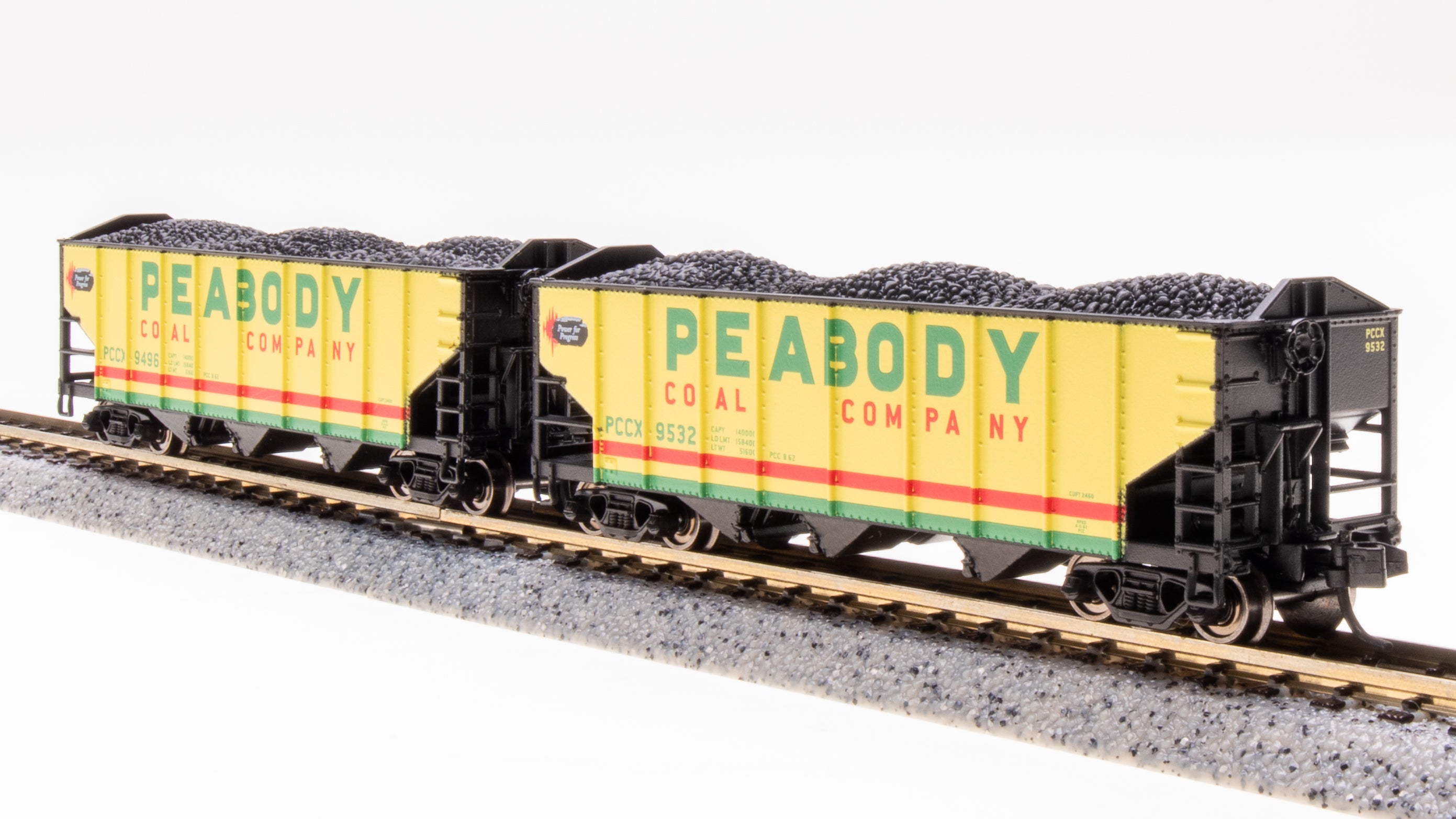7163 3-Bay Hopper, Peabody Coal, Yellow/Green/Red, 2-pack B, N (Fantasy Paint Scheme) Default Title
