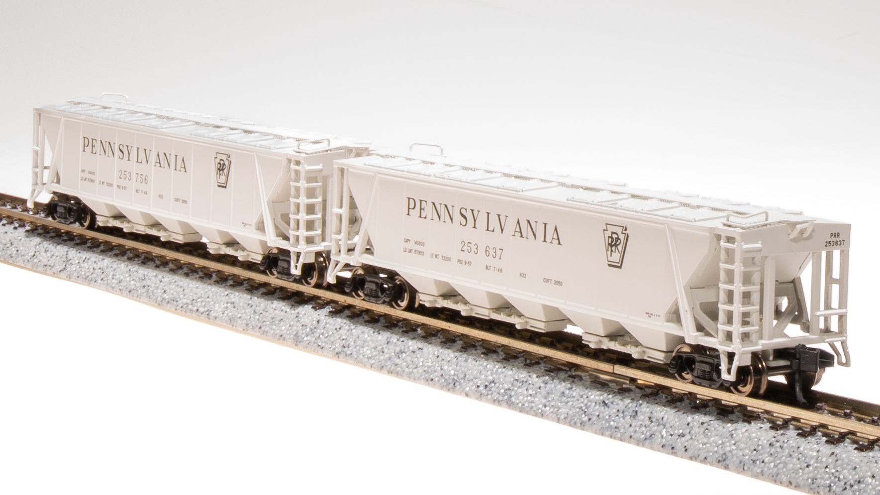 7253 H32 Covered Hopper, PRR, Gray with Black Shadow Keystone, 2-pack B, N Scale Default Title