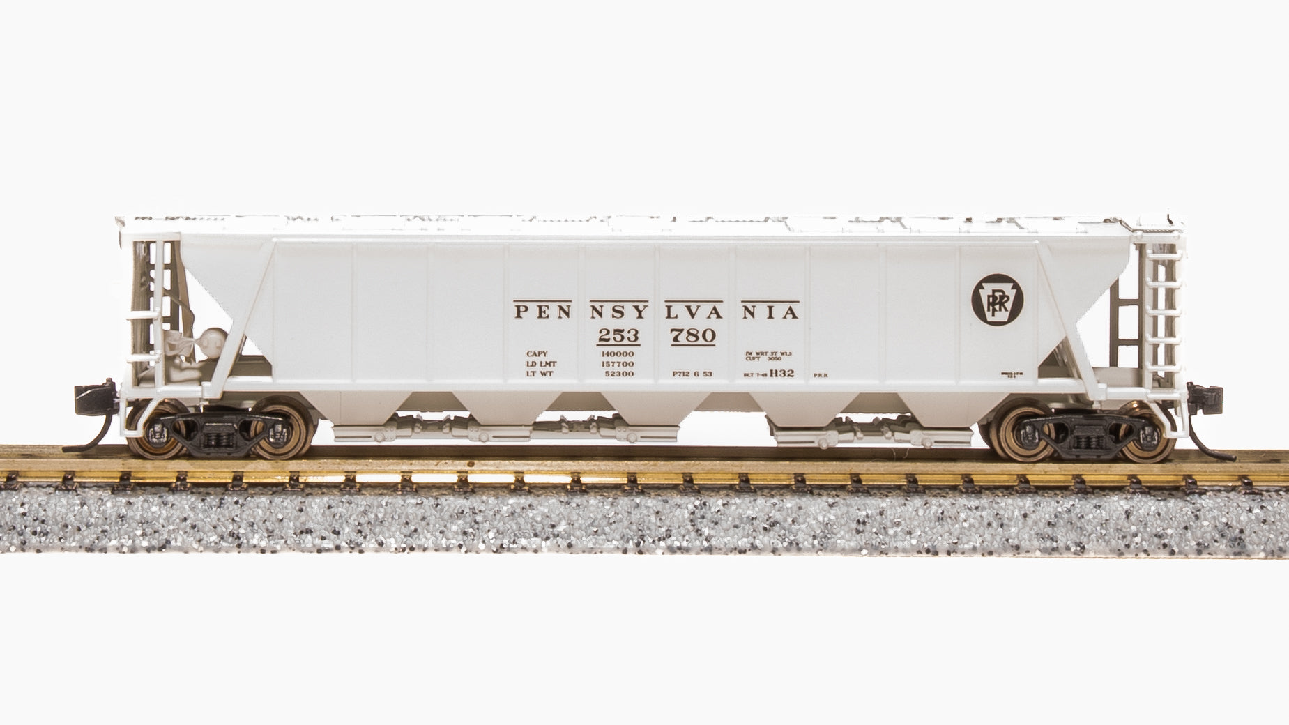 7255 H32 Covered Hopper, PRR, Gray with "PENNSYLVANIA" and Black Circle Keystone, 2-pack, N Scale Default Title