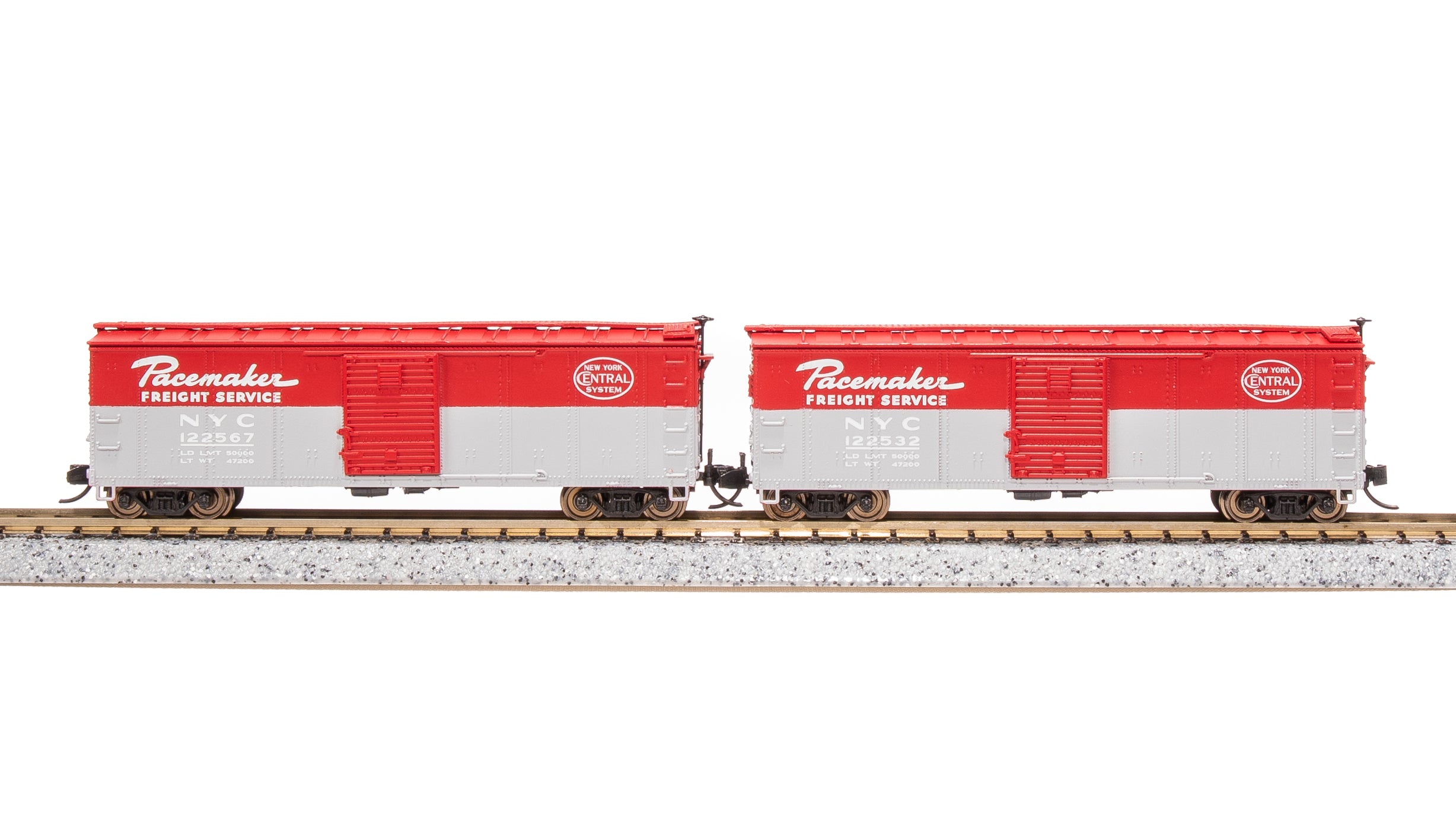 7282 USRA 40' Steel Boxcar, NYC, Pacemaker Red/Gray 2-pack, N Default Title