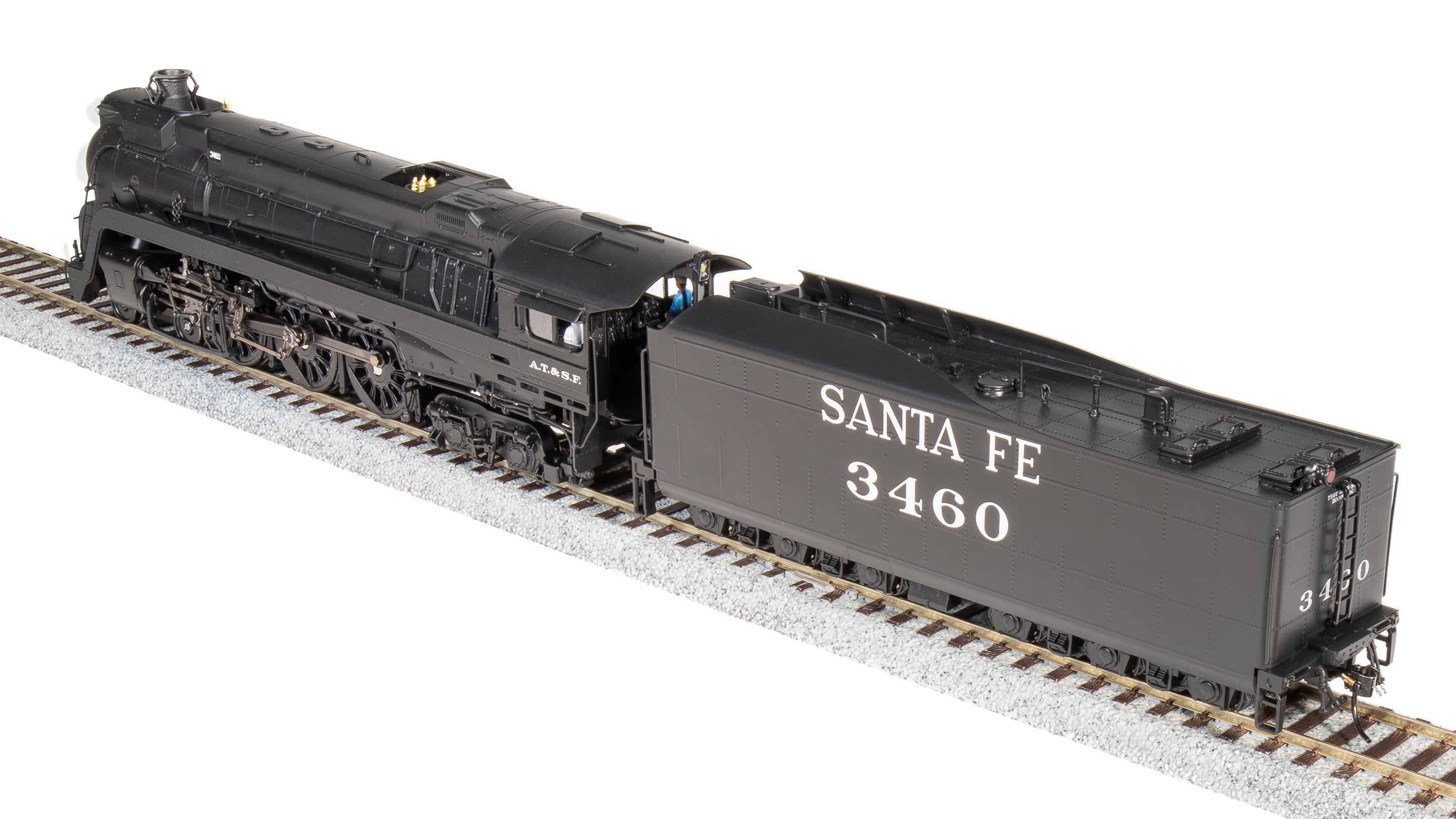 7358 ATSF Blue Goose, #3460, Black w/ Traditional Aluminum Lettering, Paragon4 Sound/DC/DCC, Smoke, HO (FDH Fantasy Paint Scheme) Default Title