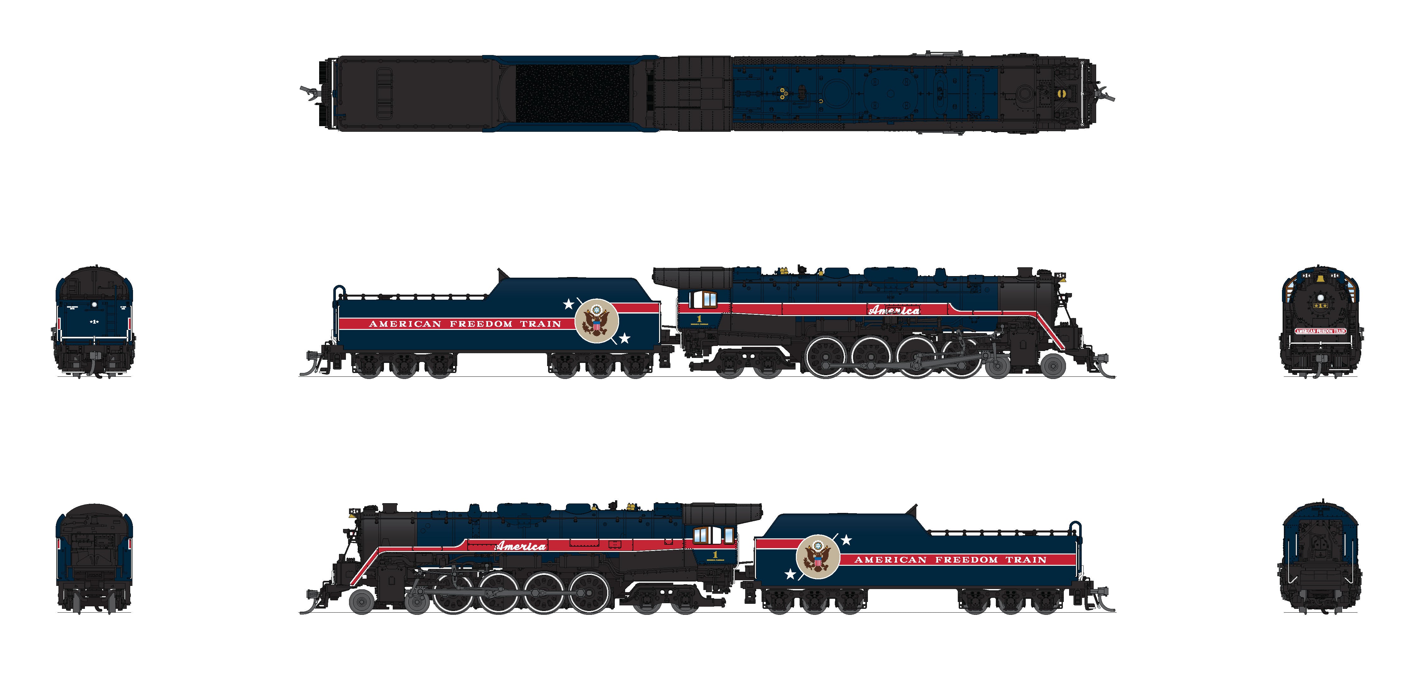 7407 Reading T1 4-8-4, 1976 American Freedom Train #1, Paragon4 Sound/DC/DCC, Smoke, N Default Title