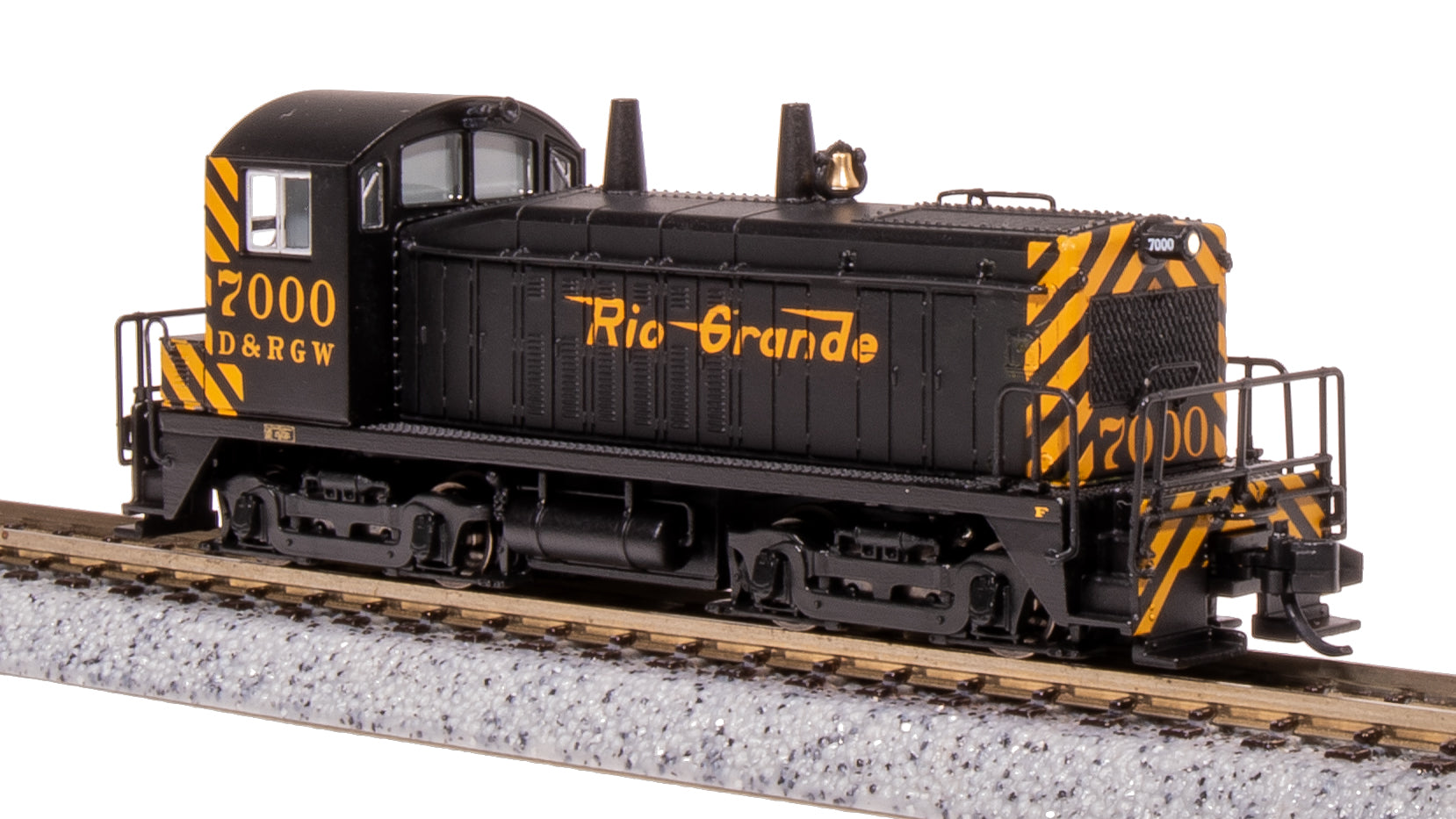 **(BLEMISHED, SEE PHOTOS, SOLD AS IS) REFURBISHED BR7490 EMD NW2, DRGW 100, Black & Gold, Paragon4 Sound/DC/DCC, N
