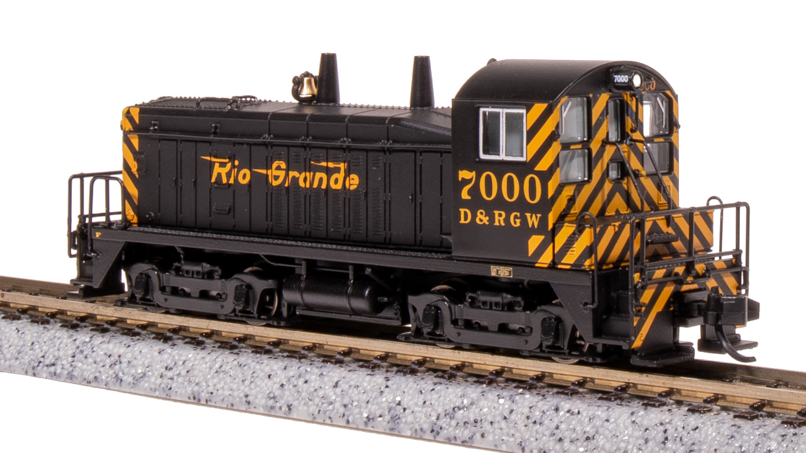 **(BLEMISHED, SEE PHOTOS, SOLD AS IS) REFURBISHED BR7490 EMD NW2, DRGW 100, Black & Gold, Paragon4 Sound/DC/DCC, N