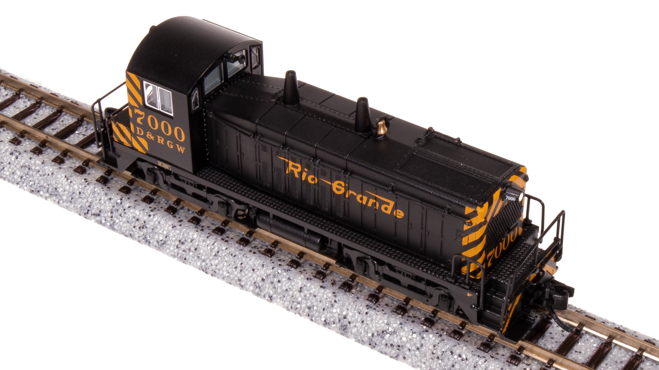 **(BLEMISHED, SEE PHOTOS, SOLD AS IS) REFURBISHED BR7490 EMD NW2, DRGW 100, Black & Gold, Paragon4 Sound/DC/DCC, N