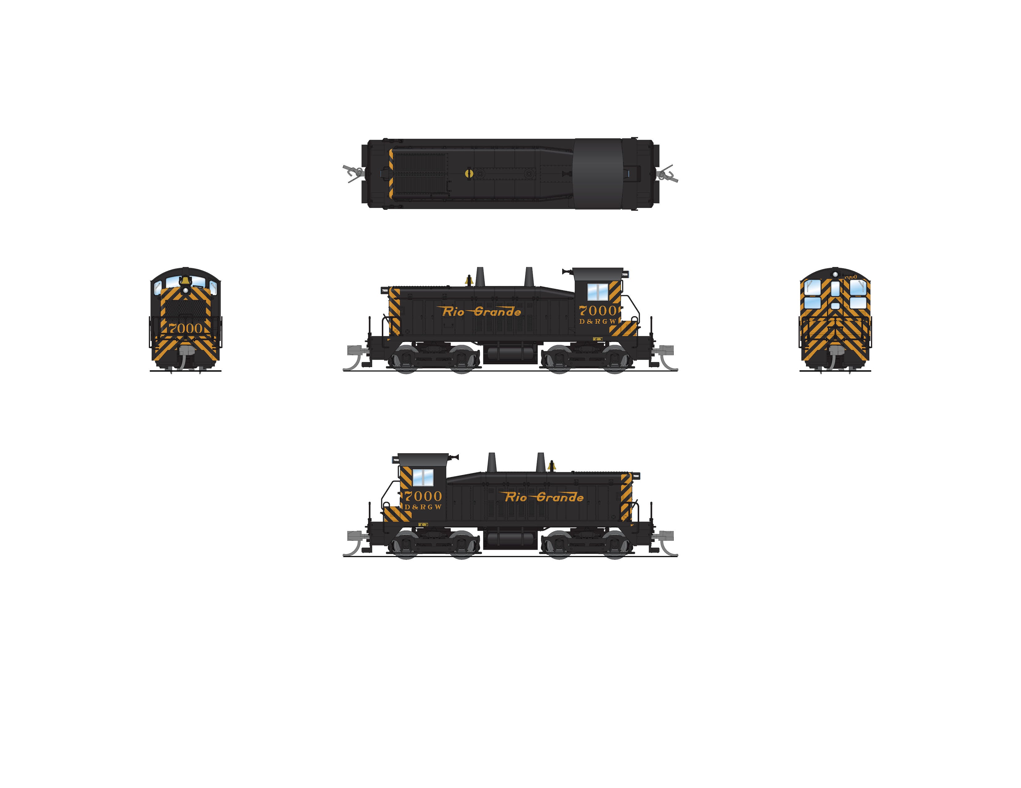 7491 EMD NW2, DRGW 7000, Black & Gold, Paragon4 Sound/DC/DCC, N Default Title