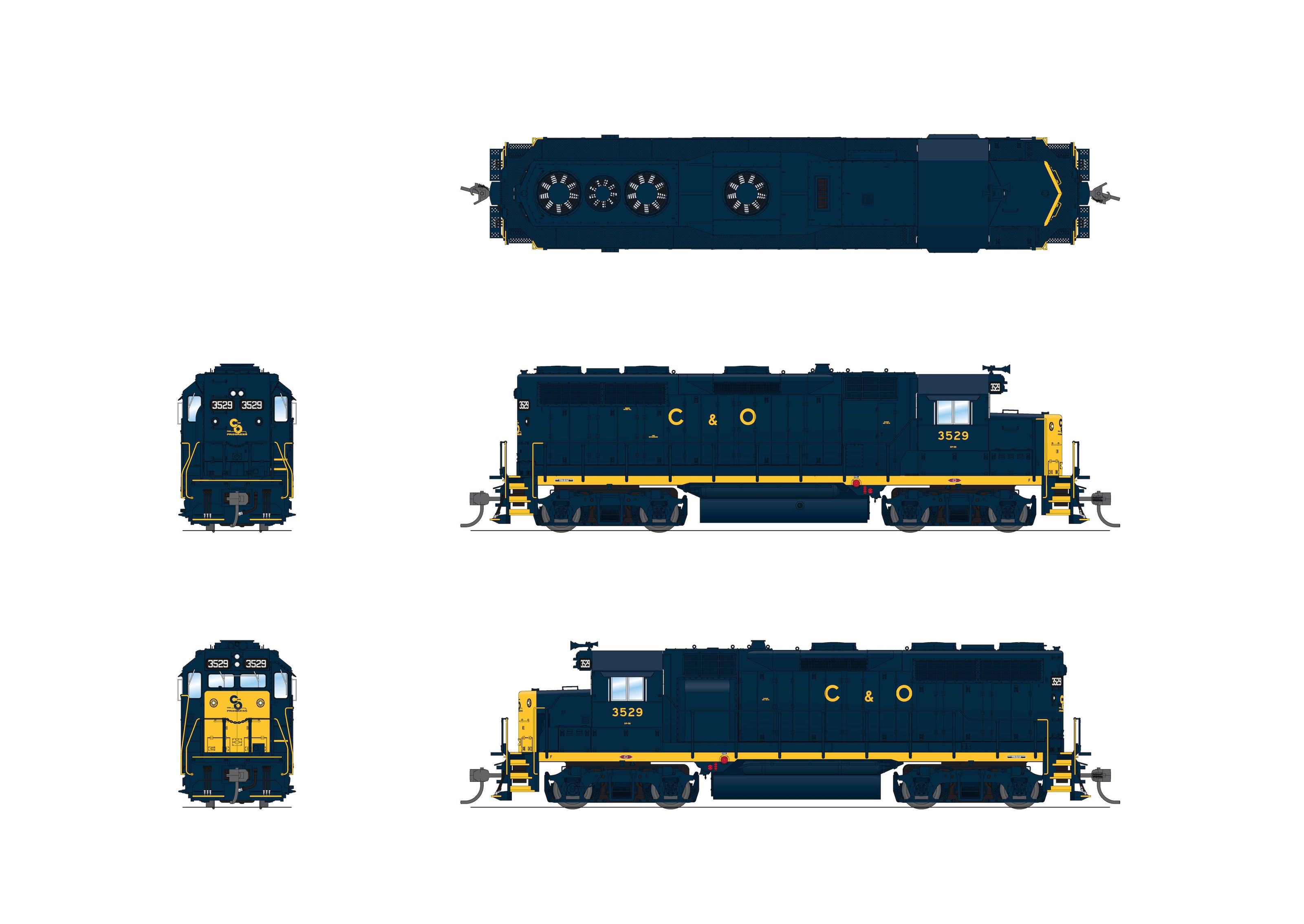 7536 EMD GP35, C&O 3529, 