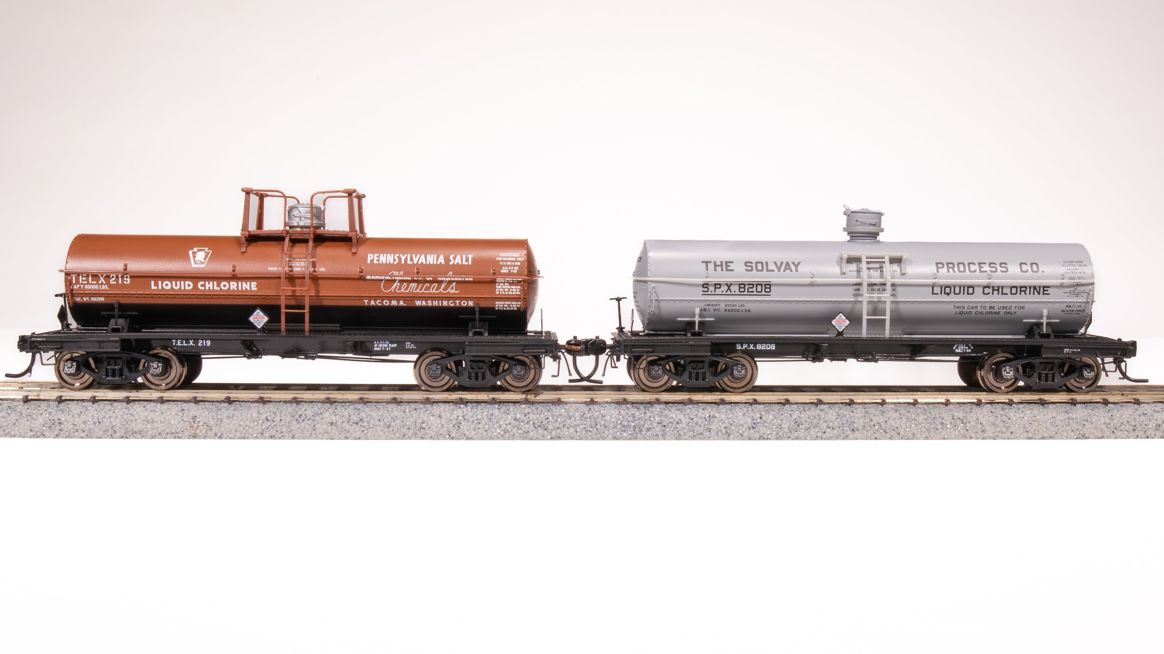 7665 6000 Gallon Tank, Early 1950's Variety 2-pack C, HO (Penn Salt, S