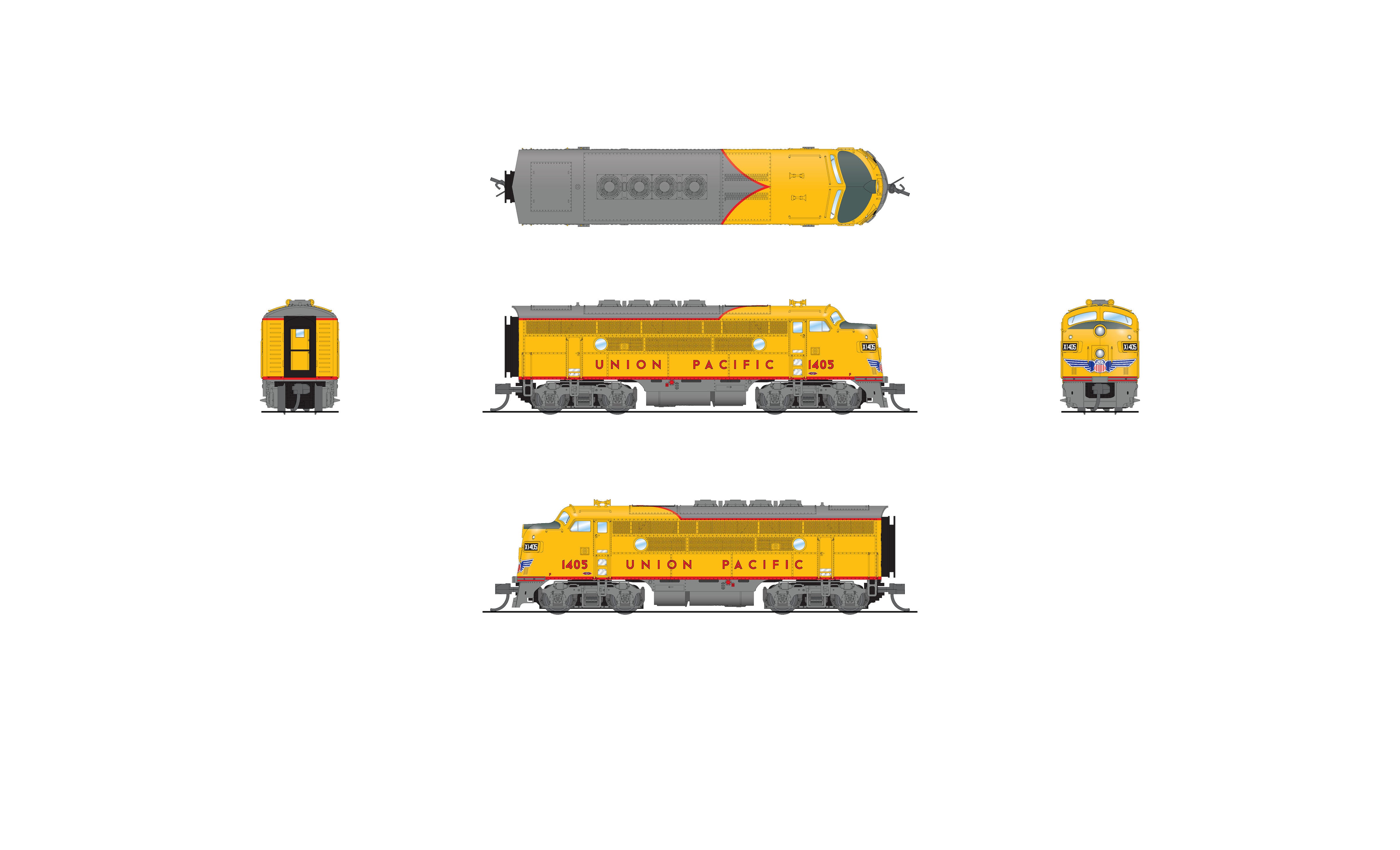 9068 EMD F3A, UP 1409, Yellow & Gray, No-Sound / DCC-Ready, N