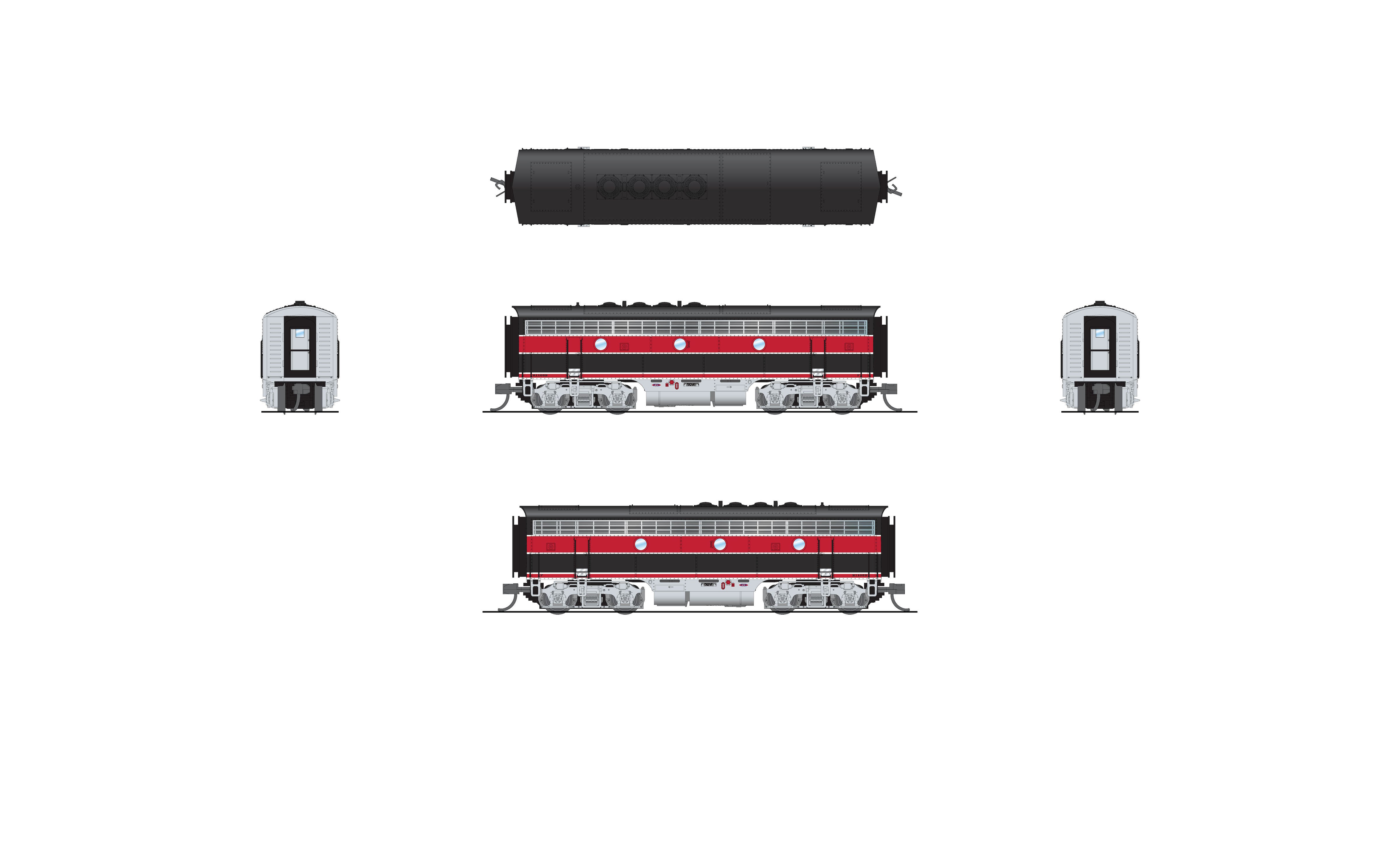 9079 EMD F7B, CRIP 105B, Red/Black w/ Aluminum Trucks, No-Sound / DCC-Ready, N