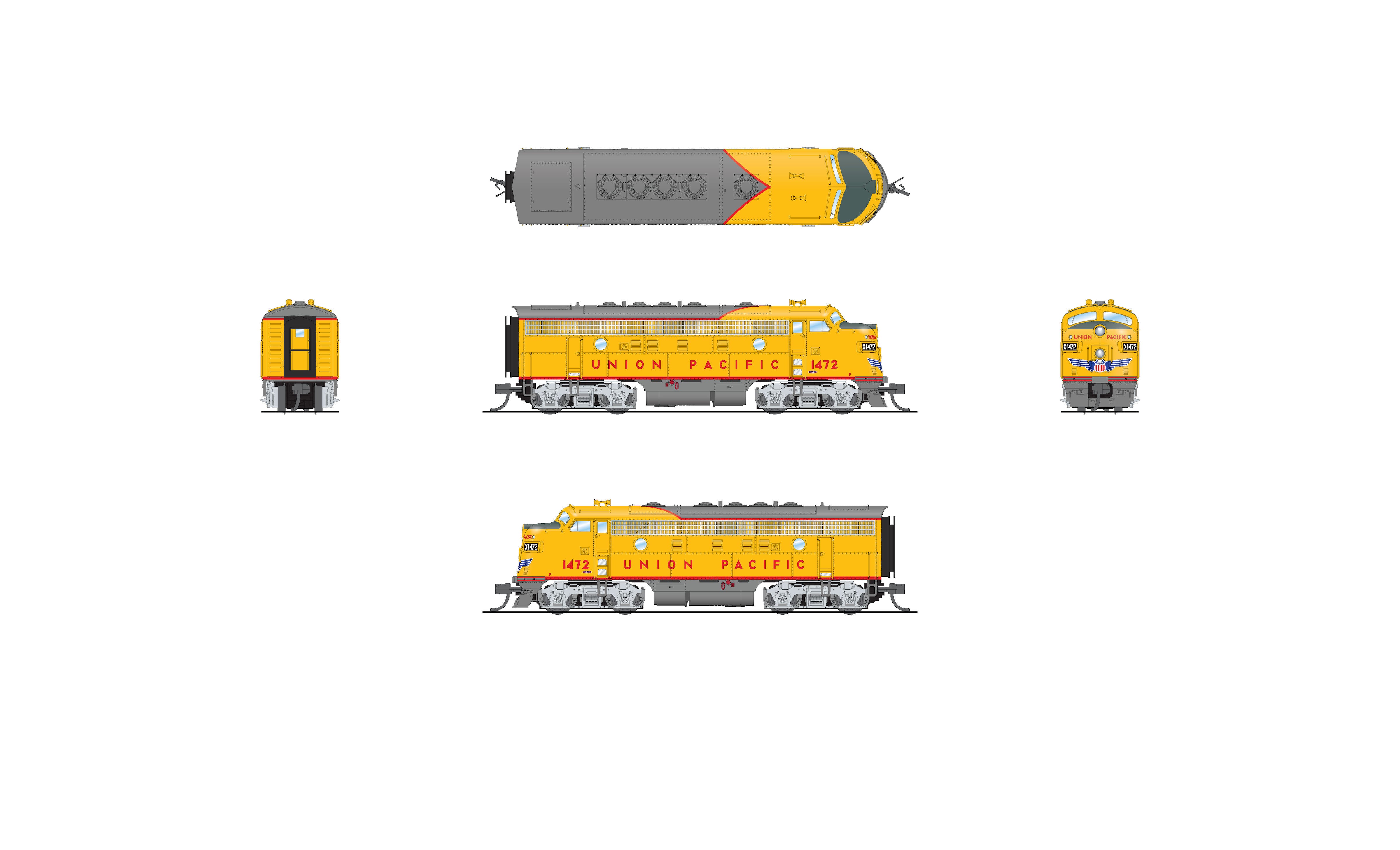9096 EMD F7A, UP 1478, Yellow & Gray, No-Sound / DCC-Ready, N