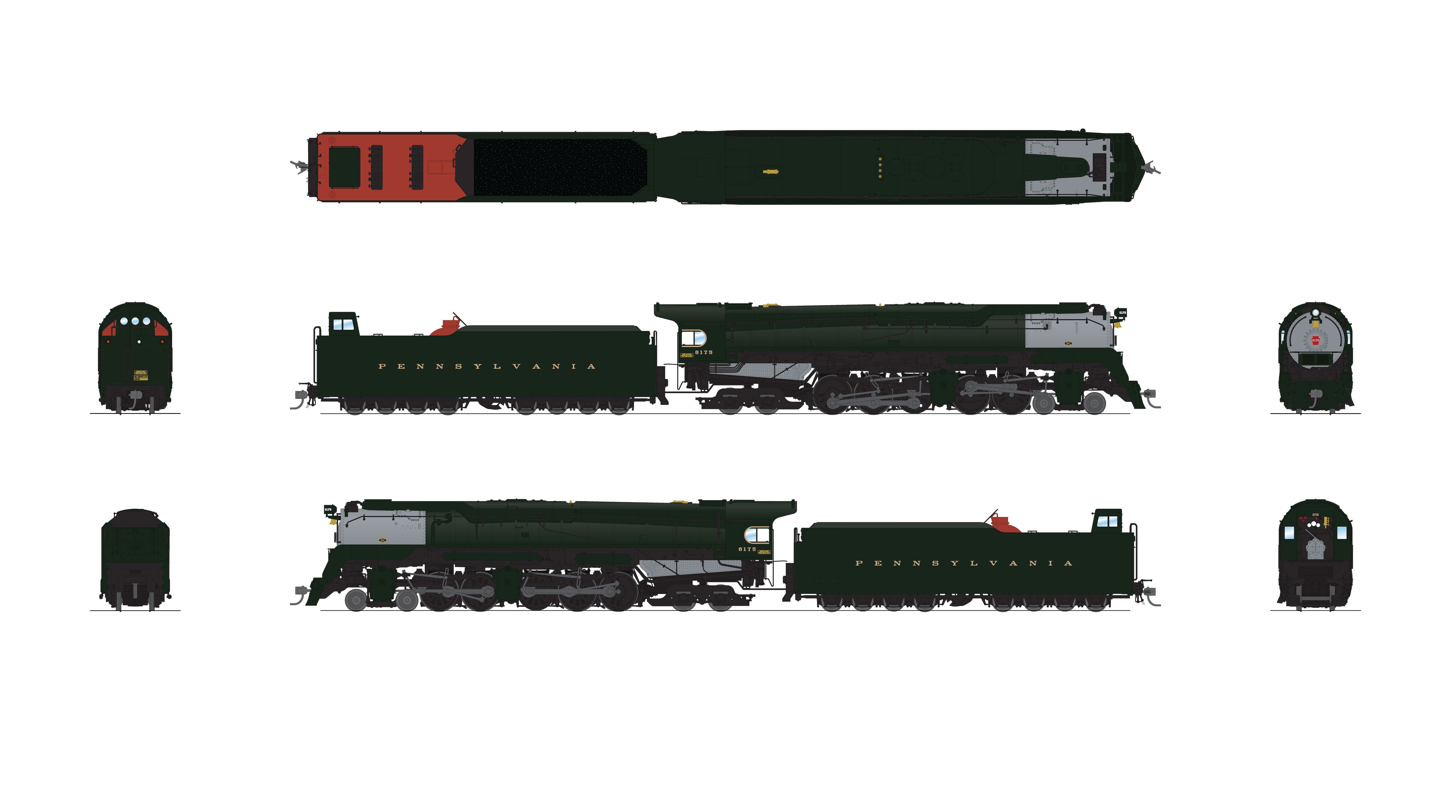 ***Blemished (see photos, sold as-is) REFURBISHED BR7801 PRR Q2 Duplex, 4-4-6-4, #6175, Production Version, 18,000 gallon tender, Paragon4 Sound/DC/DCC, Smoke, HO