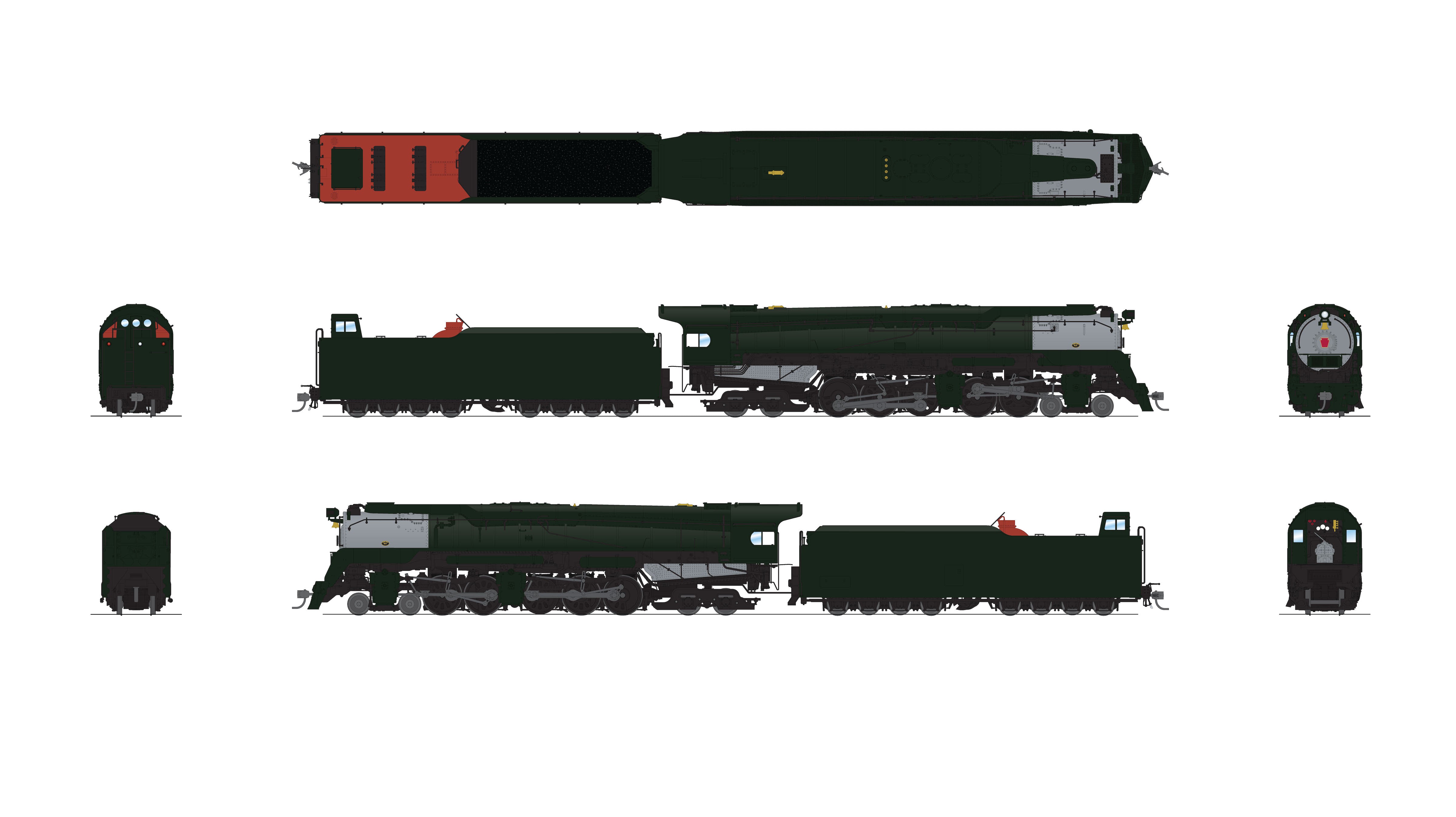 7806 PRR Q2 Duplex, 4-4-6-4, Unlettered, Production Version, 18,000 gallon  tender, Paragon4 Sound/DC/DCC, Smoke, HO