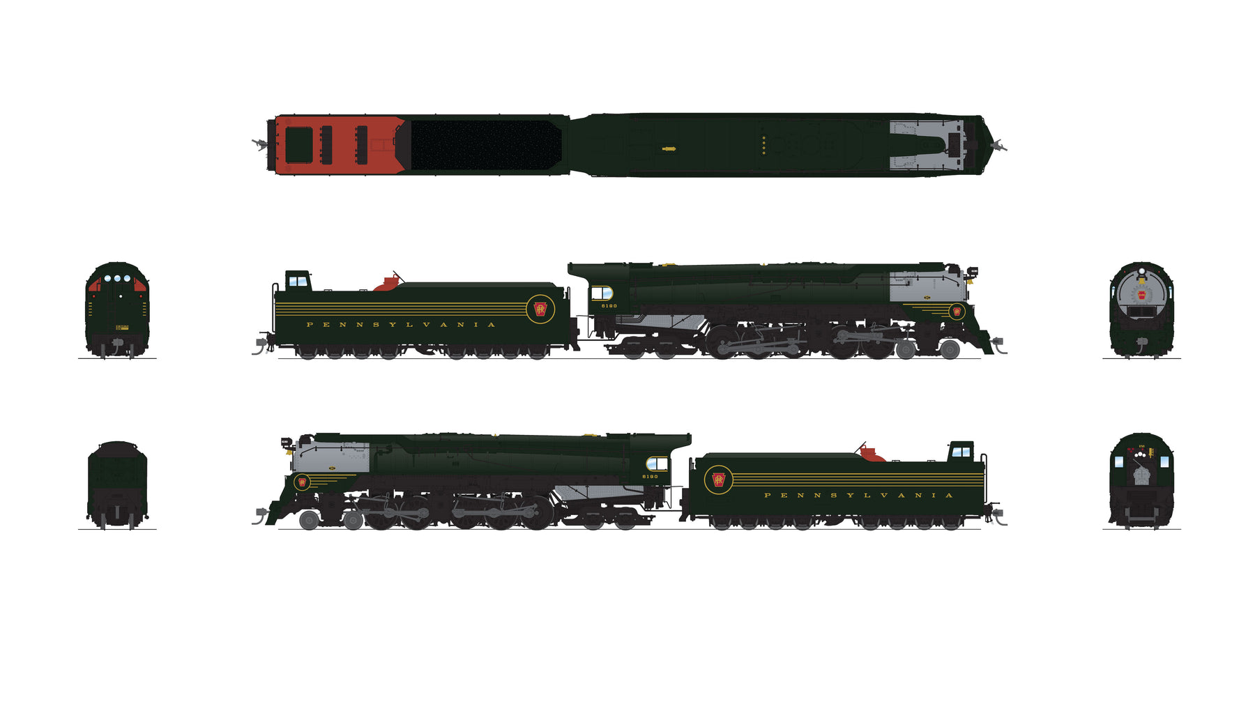 8056 PRR Q2 Duplex, 4-4-6-4, #6190, Prototype Version, DGLE 5-Stripe F