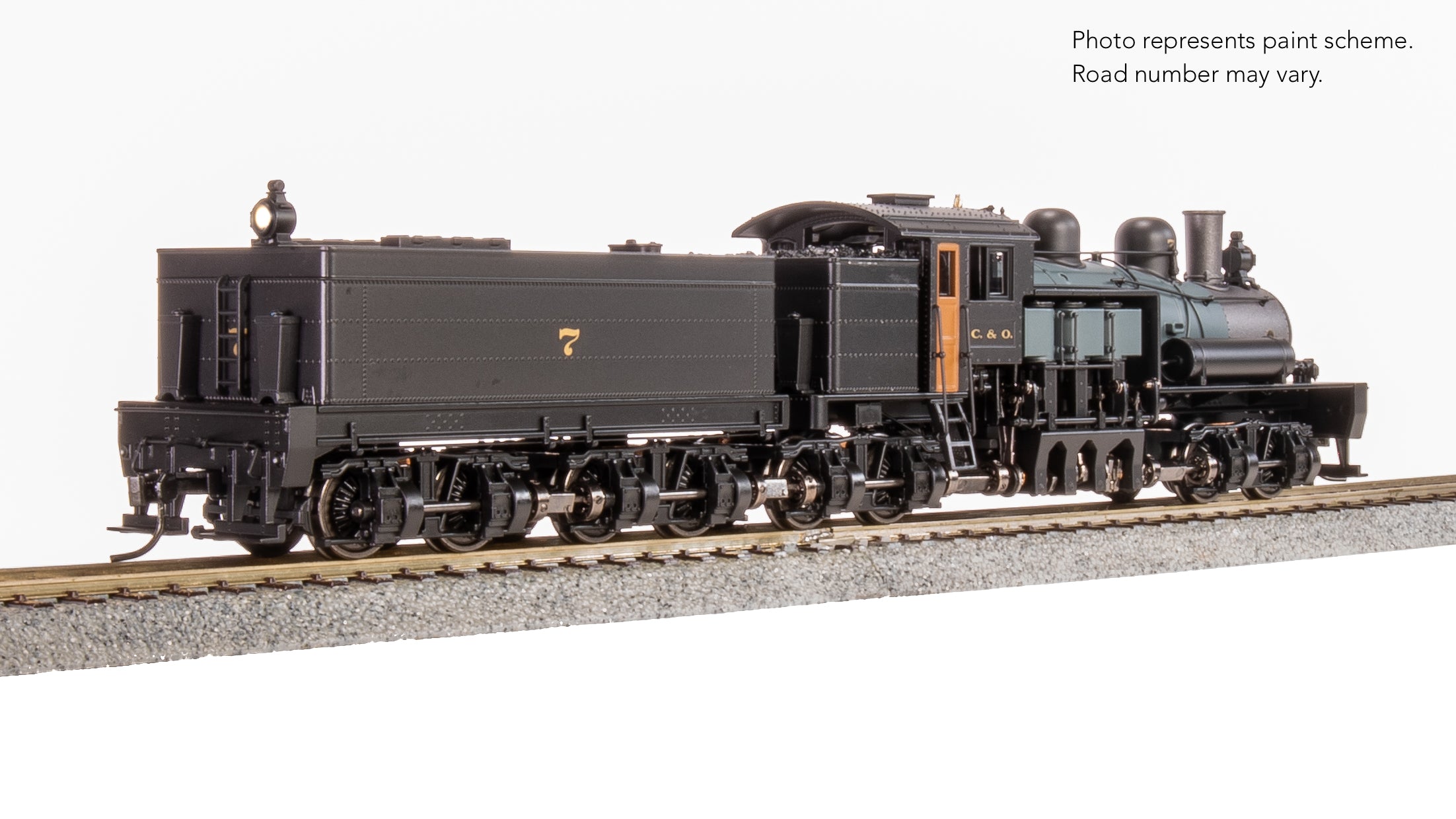 7810 Class D 4-truck Shay, C&O #7, As-Delivered Paint, Paragon4 Sound/DC/DCC, Smoke, HO
