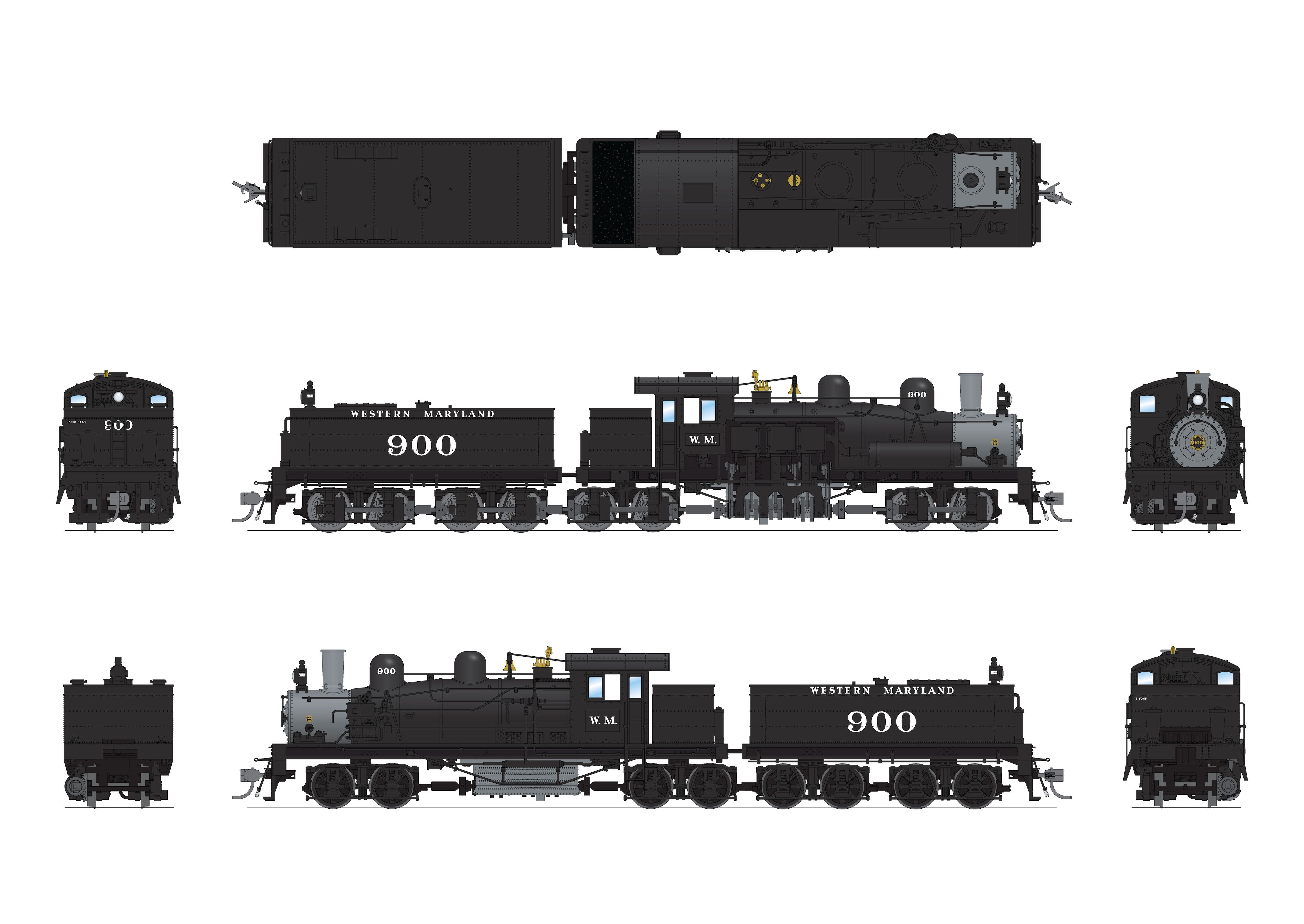 7819 Class D 4 truck Shay WM 900 Paragon4 Sound DC DCC Smoke HO