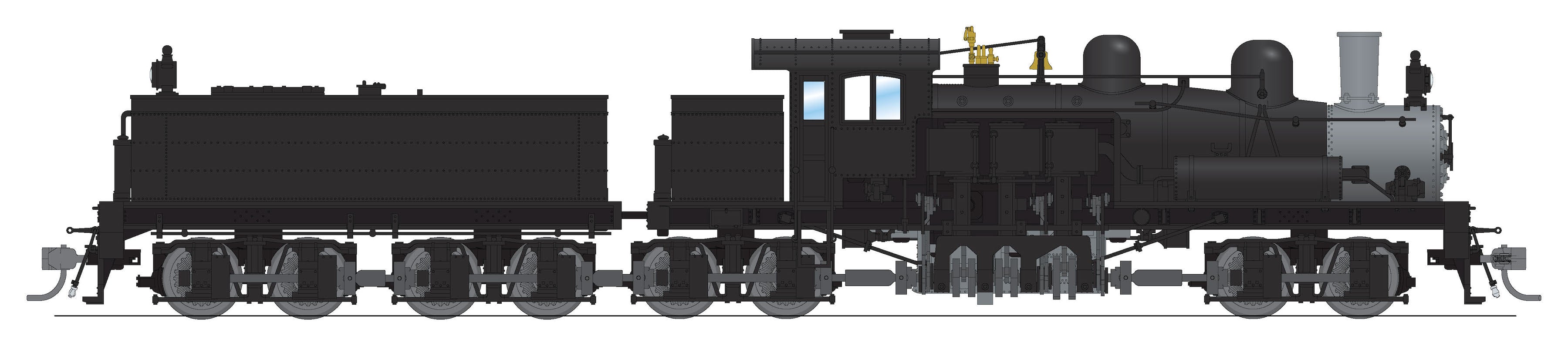 8258 Class D 4-truck Shay, Unlettered, Painted Black, No-Sound / DCC-Ready, HO