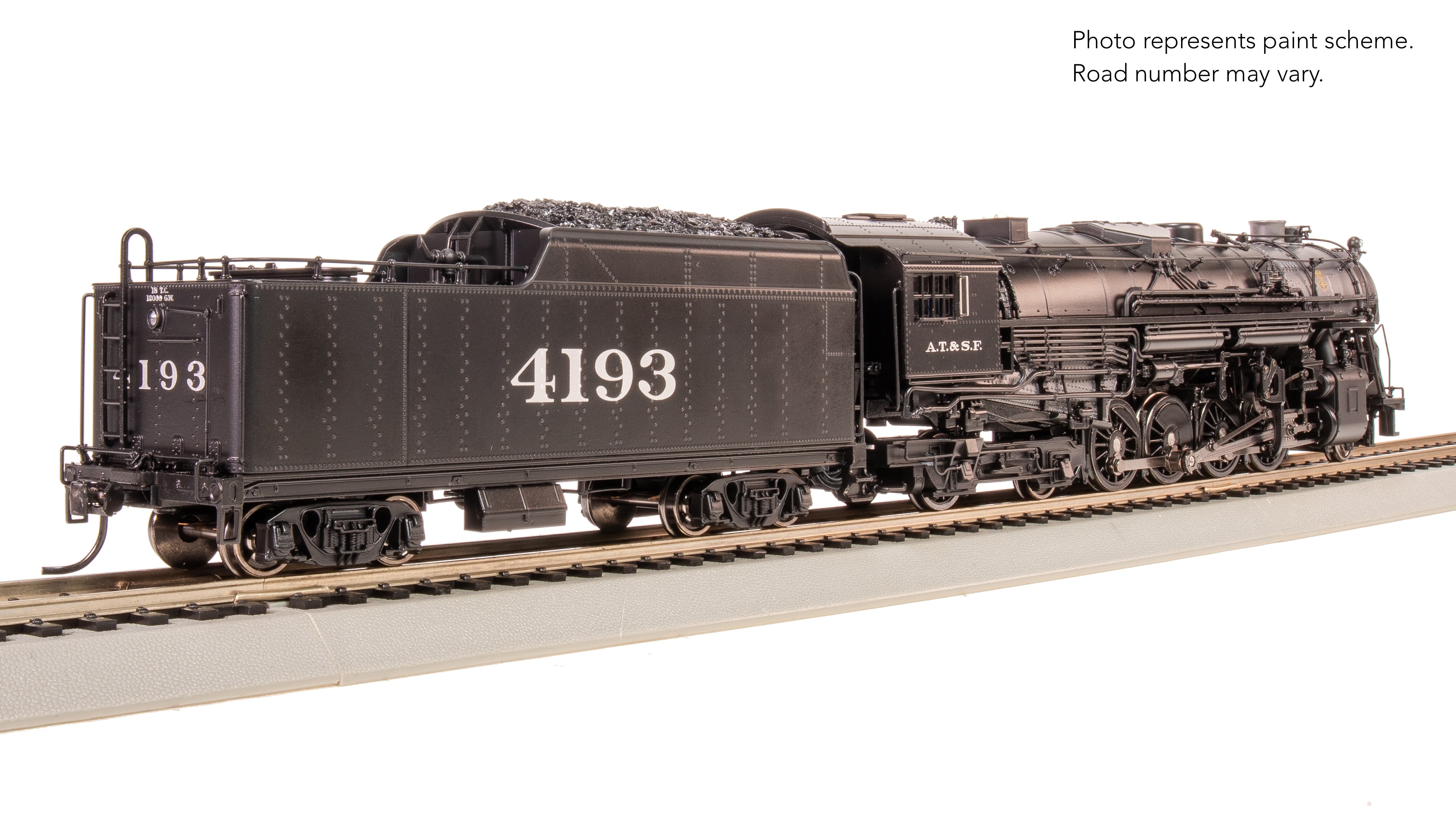 7845 ATSF 2-8-4 Berkshire, T1a #4193, 4-axle Tender, Spoked Main Driver, No-Sound/DCC Ready, HO