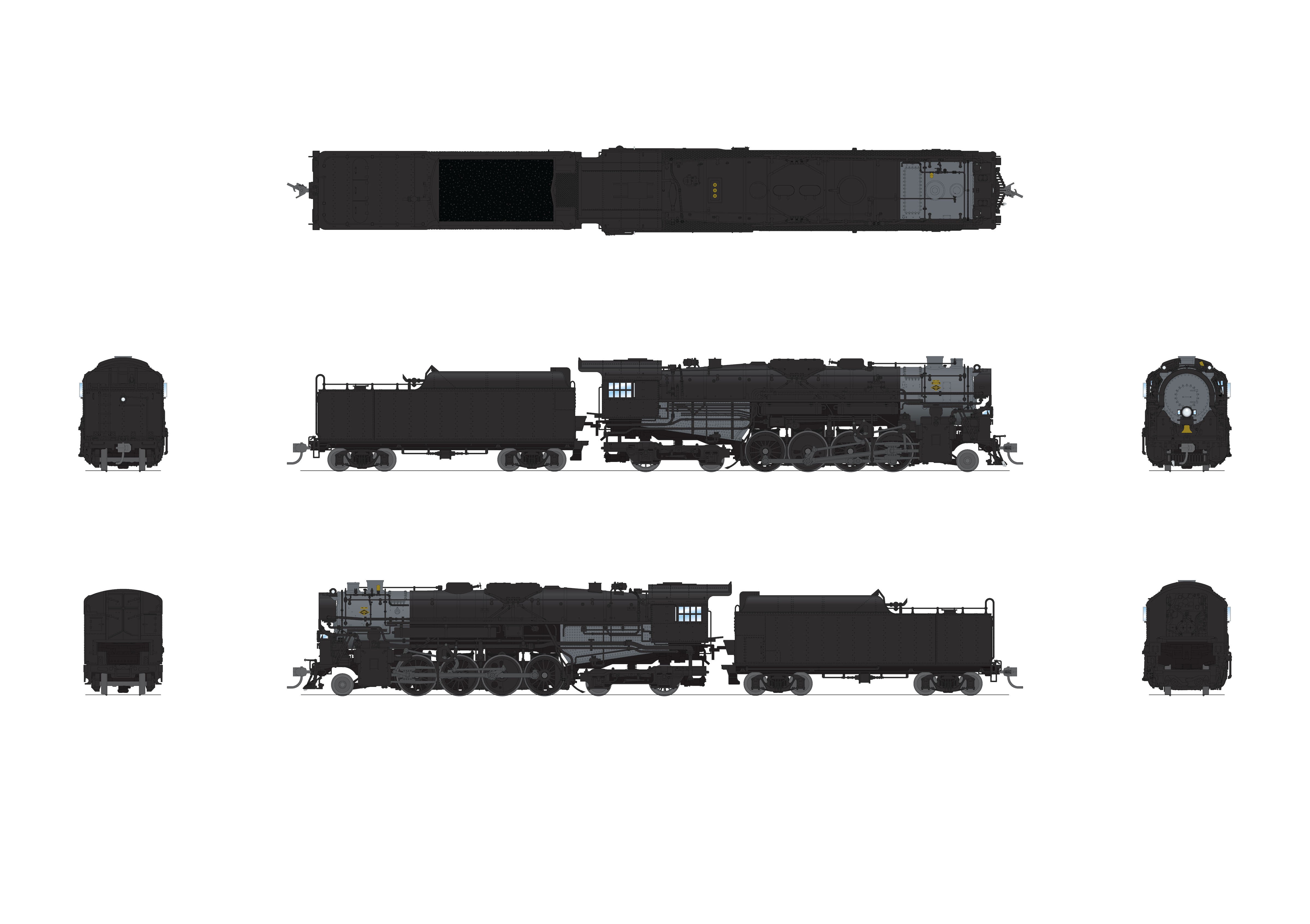 7886 Boston & Maine 2-8-4 Berkshire, T1a, Unlettered, 4-axle Tender, Paragon4 Sound/DC/DCC, Smoke, HO