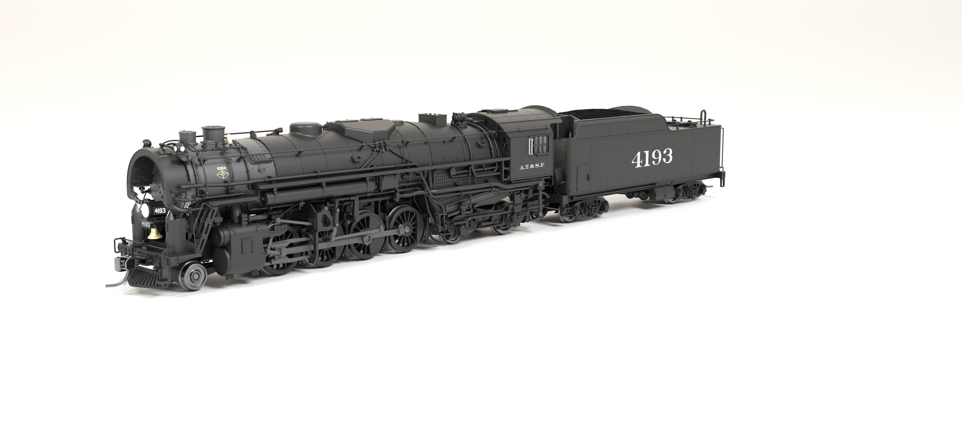 7845 ATSF 2-8-4 Berkshire, T1a #4193, 4-axle Tender, Spoked Main Driver, No-Sound/DCC Ready, HO