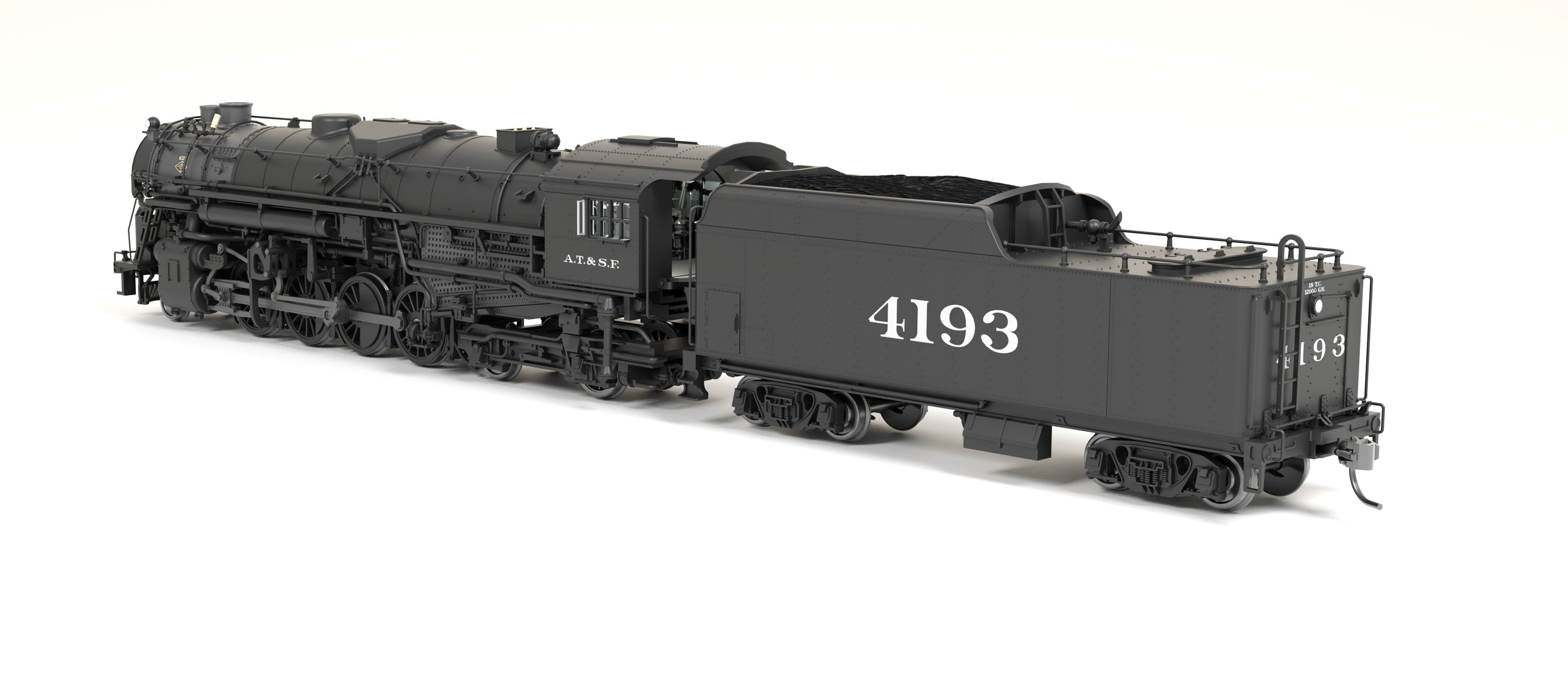 7845 ATSF 2-8-4 Berkshire, T1a #4193, 4-axle Tender, Spoked Main Driver, No-Sound/DCC Ready, HO