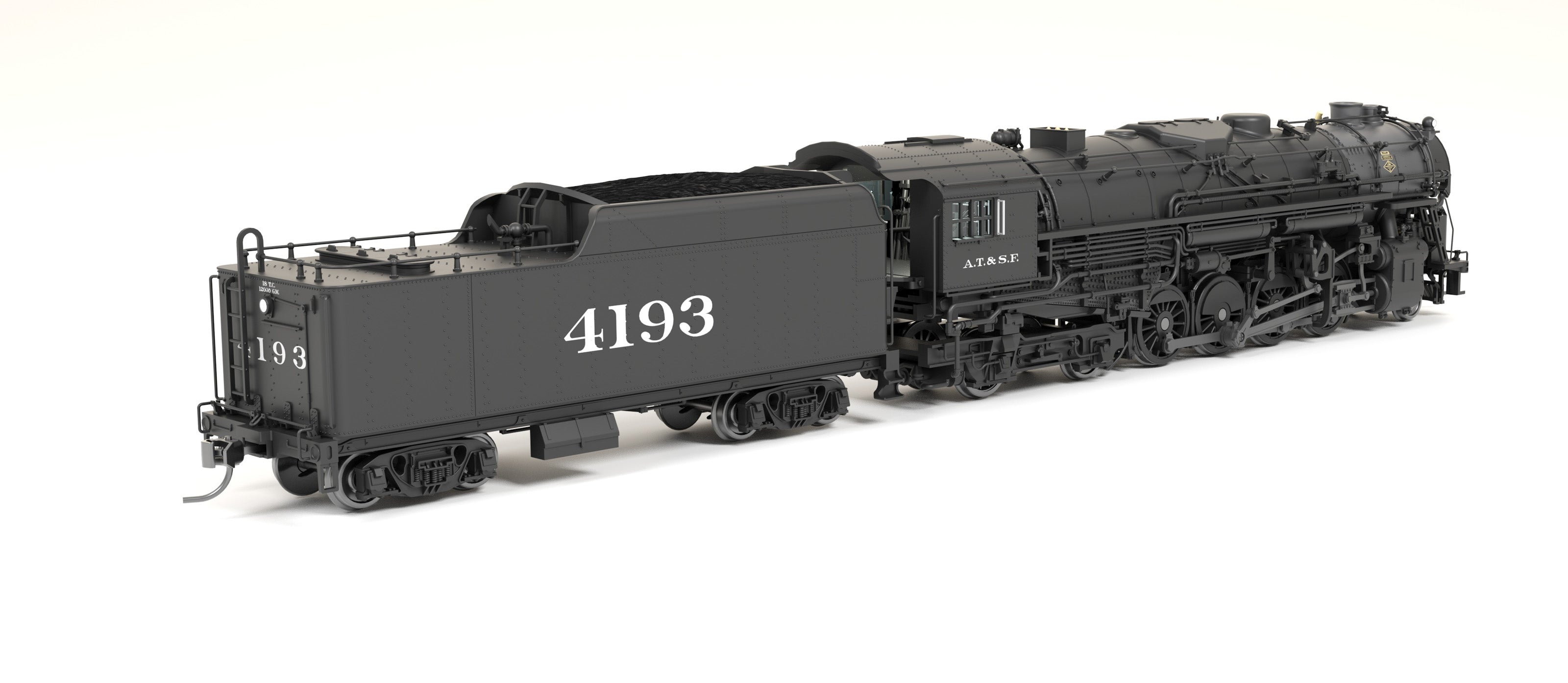 7845 ATSF 2-8-4 Berkshire, T1a #4193, 4-axle Tender, Spoked Main Driver, No-Sound/DCC Ready, HO