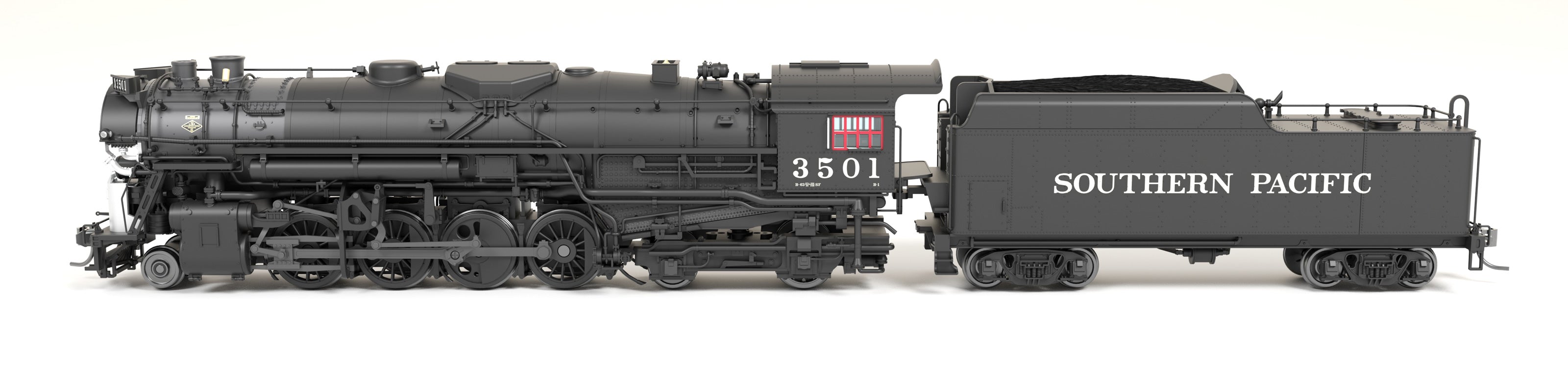 7900 Southern Pacific 2-8-4 Berkshire, T1a #3501, 4-axle Tender, Paragon4 Sound/DC/DCC, Smoke, HO