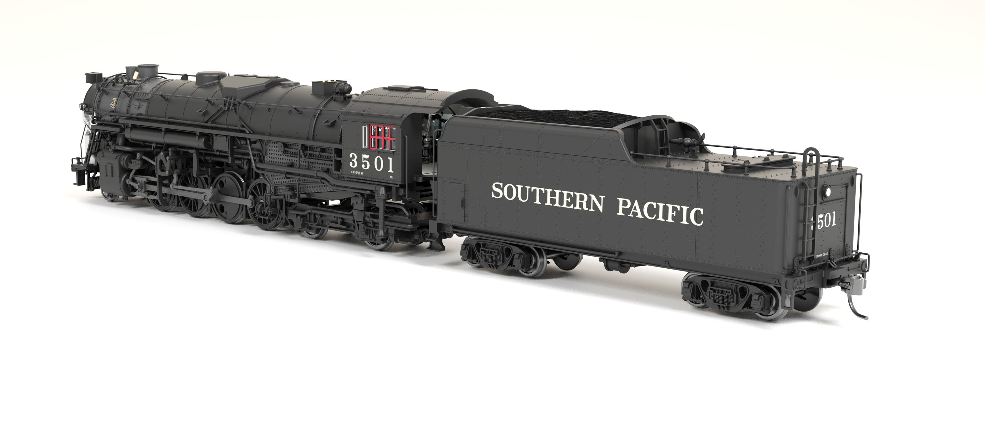 7900 Southern Pacific 2-8-4 Berkshire, T1a #3501, 4-axle Tender, Paragon4 Sound/DC/DCC, Smoke, HO