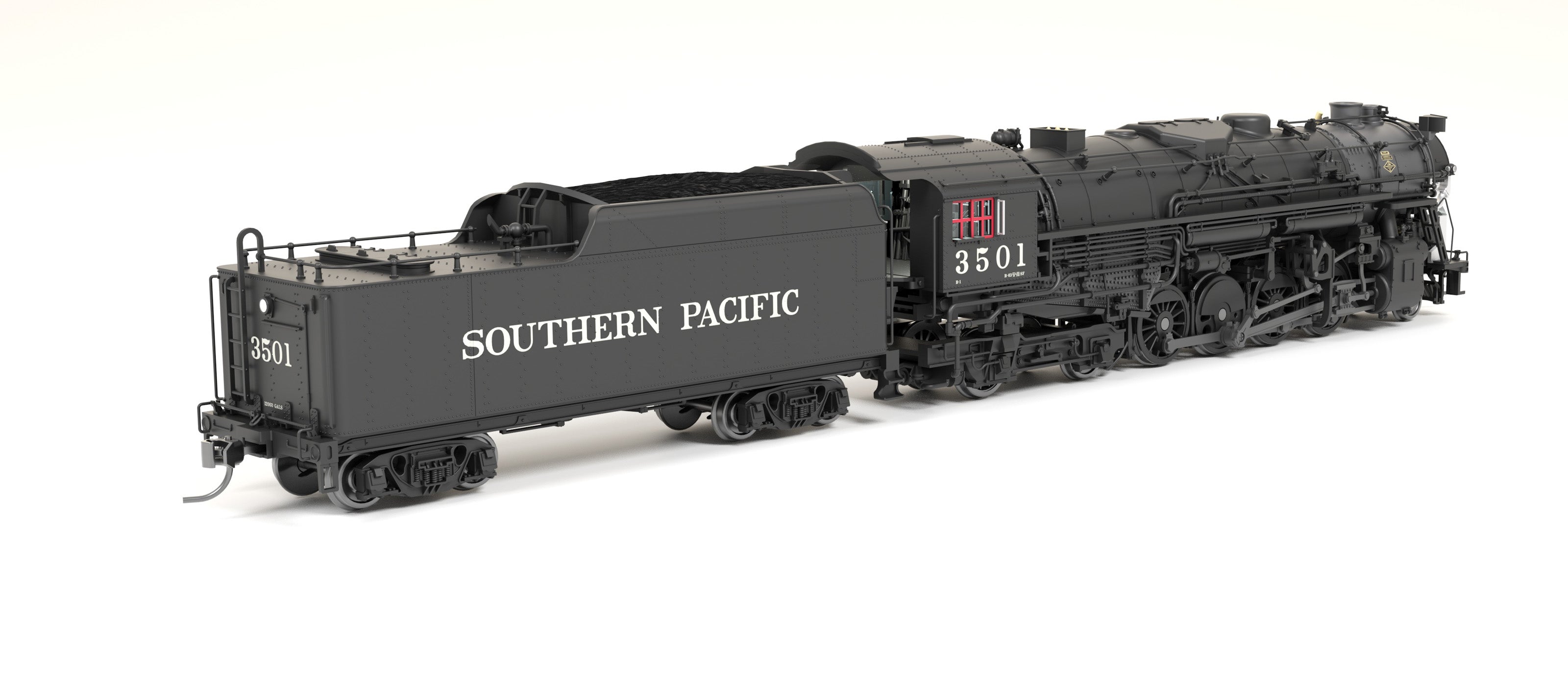 7900 Southern Pacific 2-8-4 Berkshire, T1a #3501, 4-axle Tender, Paragon4 Sound/DC/DCC, Smoke, HO