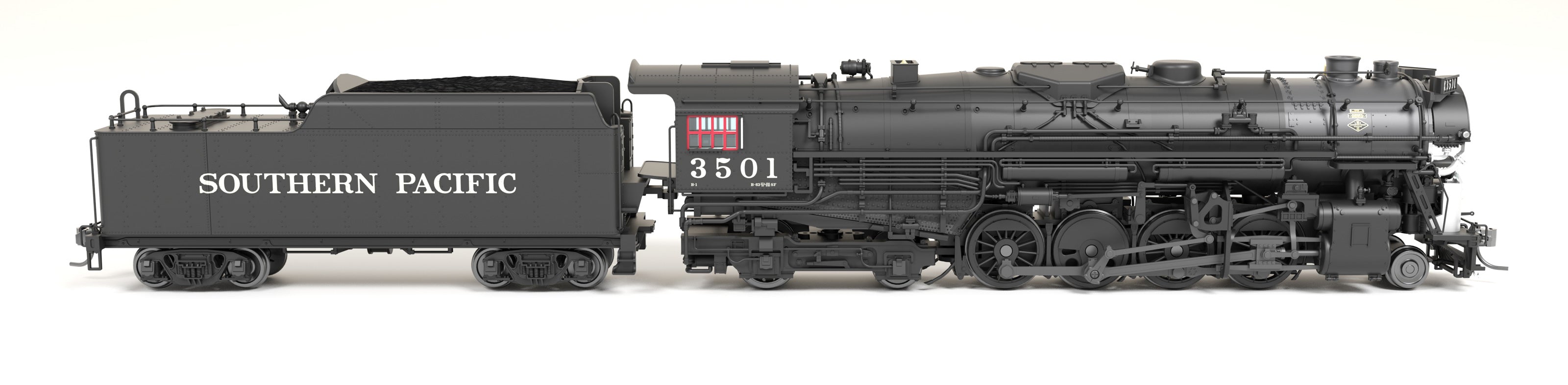 7900 Southern Pacific 2-8-4 Berkshire, T1a #3501, 4-axle Tender, Paragon4 Sound/DC/DCC, Smoke, HO