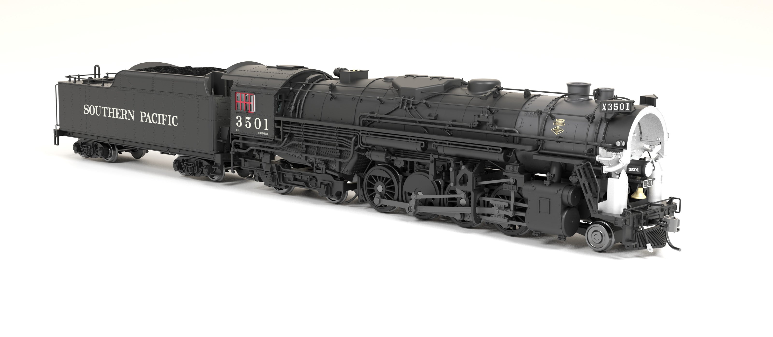 7900 Southern Pacific 2-8-4 Berkshire, T1a #3501, 4-axle Tender, Paragon4 Sound/DC/DCC, Smoke, HO