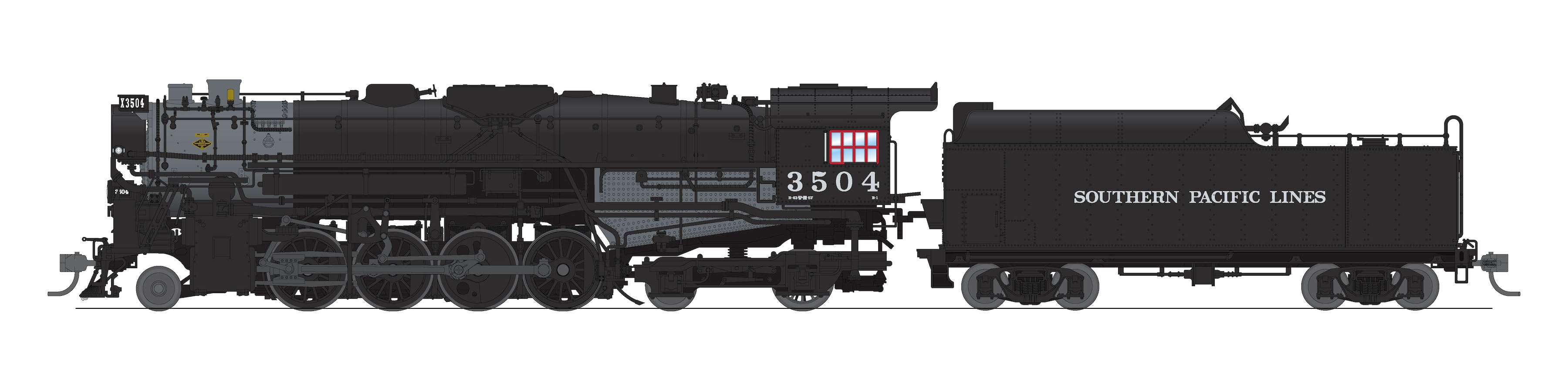 7905 Southern Pacific 2-8-4 Berkshire, T1a #3504, 4-axle Tender, No-Sound / DCC-Ready, HO