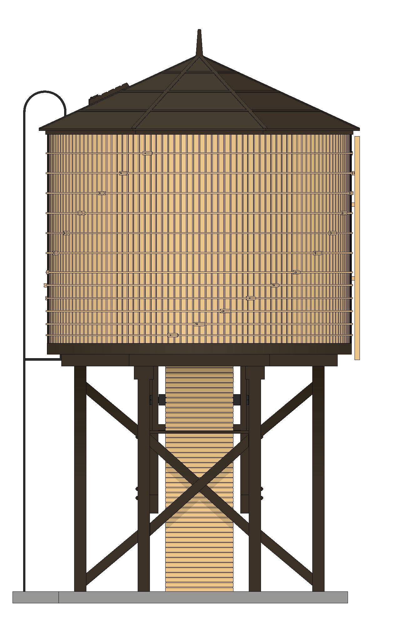 7927 Water Tower, Weathered Yellow, Unpowered, HO